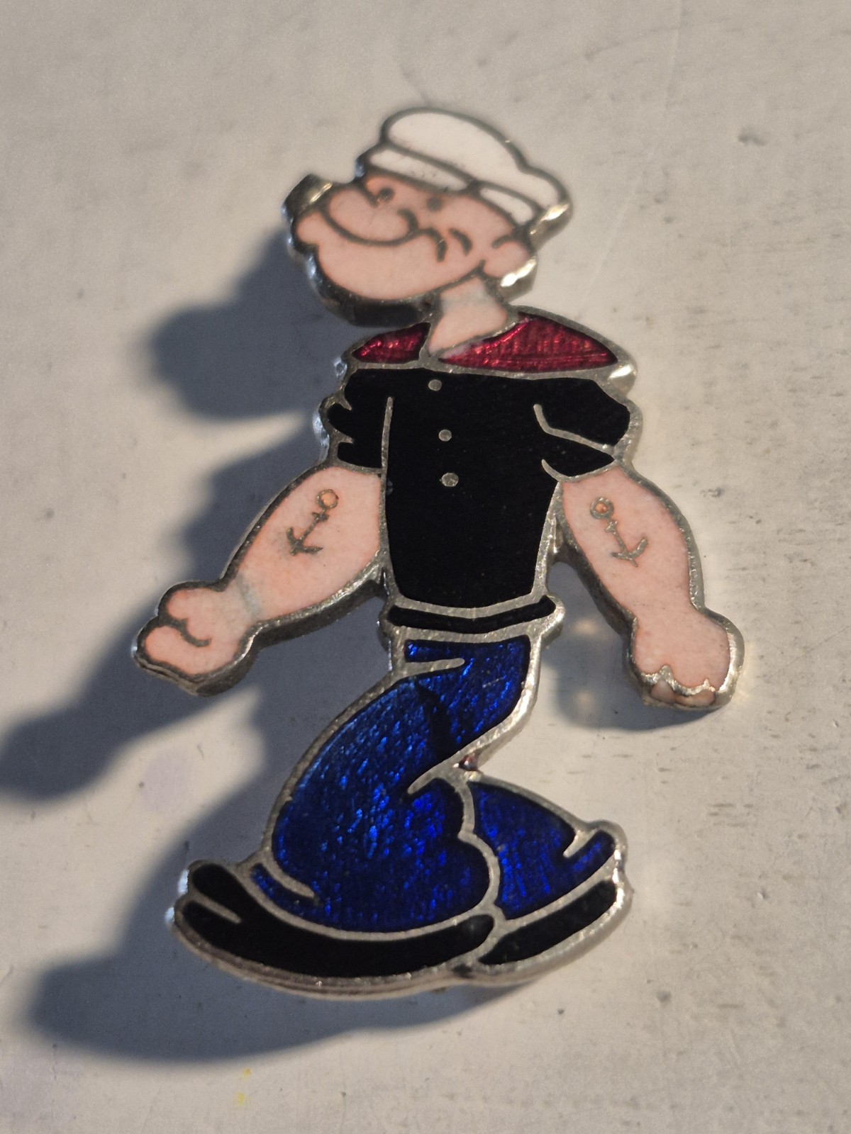 1930's POPEYE THE SAILOR figural enamel inlaid pin brooch pinback *