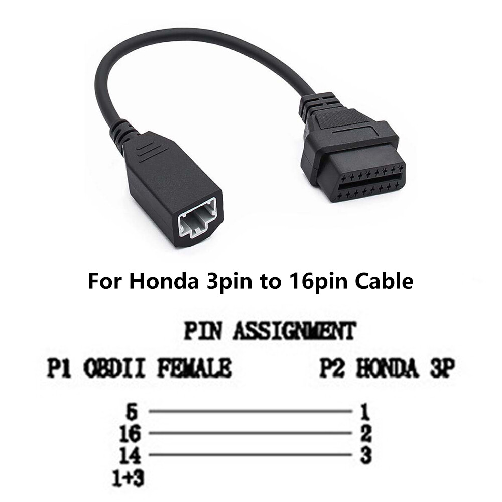 Honda 3Pin Cable Convert Connect From Honda 3Pin To Obd Obdii 16 Pin Interface
