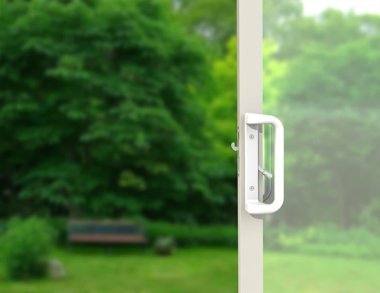 House Guard White Patio Door Handle Set with Mortise Lock for Replacement