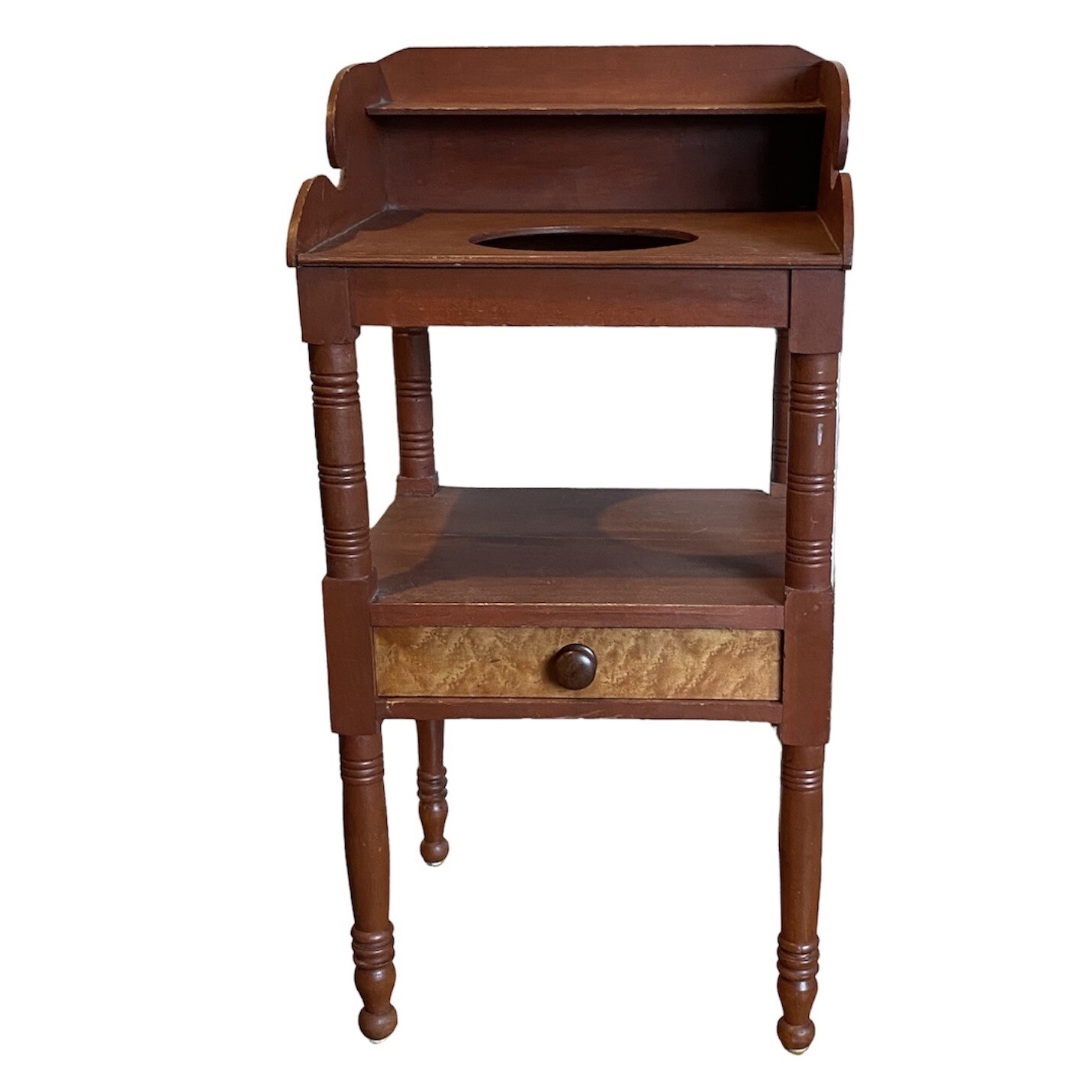 Antique Washstand w Birdseye Maple Drawer 19th Century Sheraton Style Classical