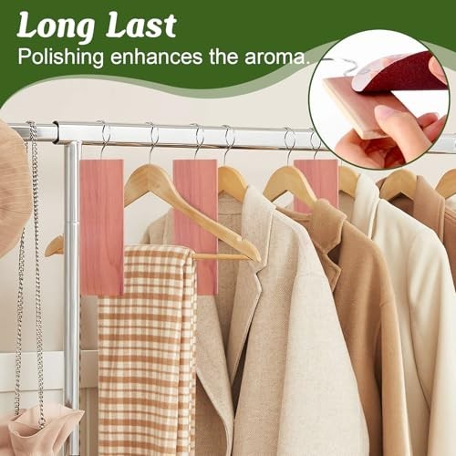 Cedar Blocks for Clothes Storage,15 Pack with Metal Hooks,100% Natura Cedars Woo