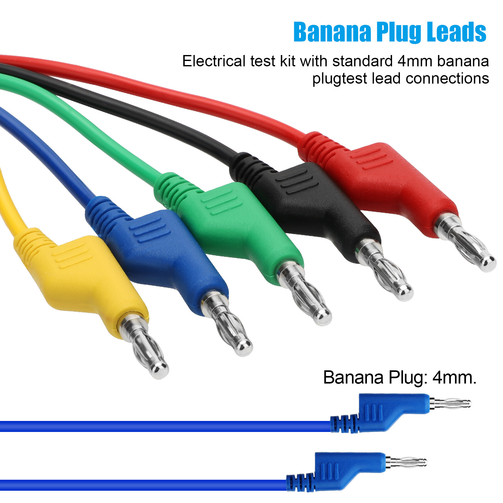 5Pcs Stackable Banana to Banana Plug Test Lead Soft Wire Cable for Multimeter