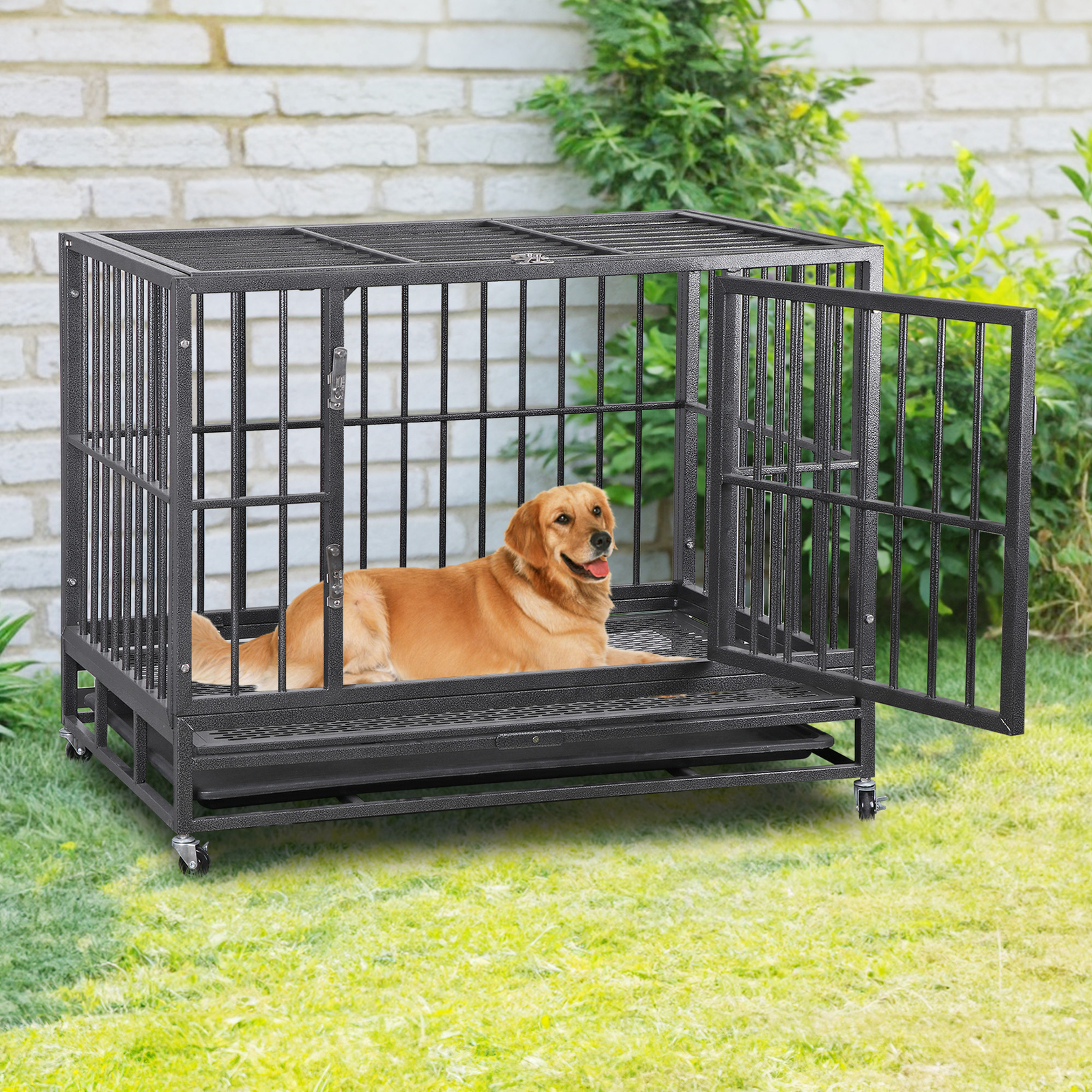 Dog Crate for Medium and Large Dog Heavy Duty Dog Cage Kennel Indoor/Outdoor