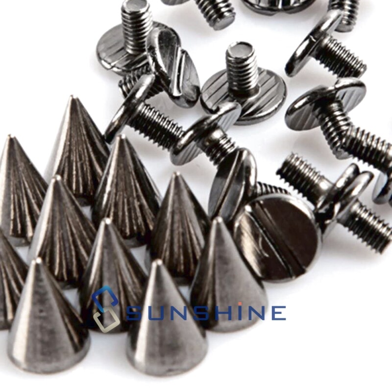 10/20/50/100/200PCS 10mm/26mm Metal Silver Studs Cone Rivets Screw Bullet Spikes
