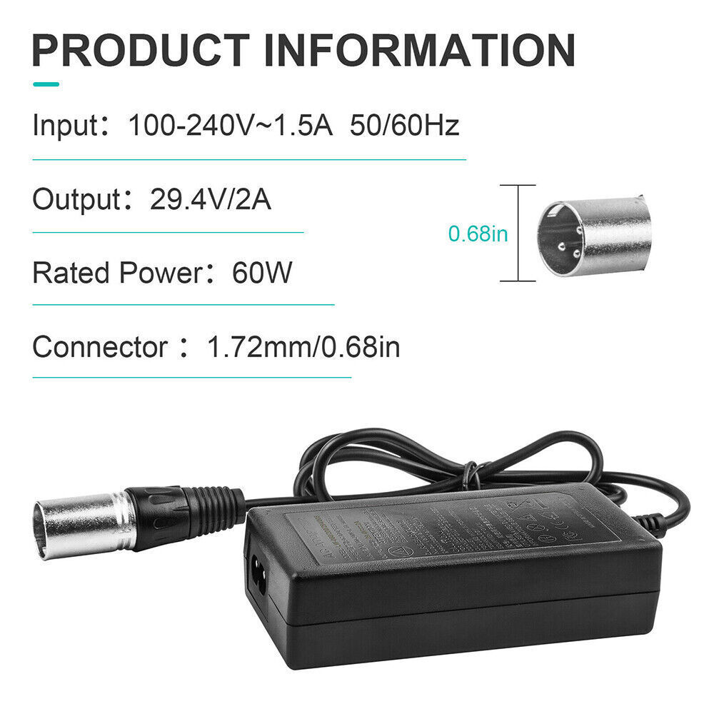 24V 2A New Electric Scooter Battery Charger for Go-Go Elite Traveller Plus HD US