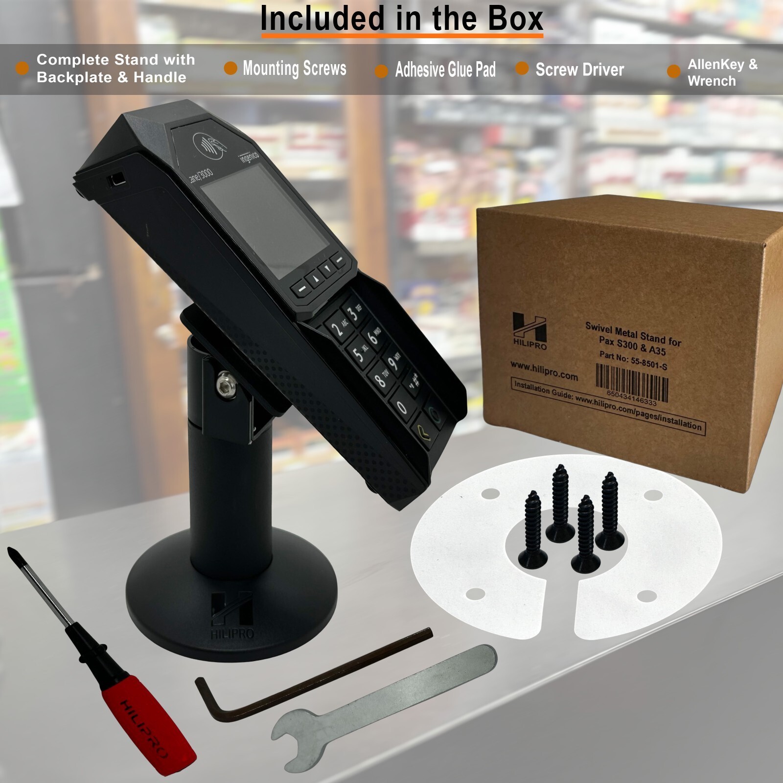 Stands for Ingenico Lane 3000, 5000, 7000,8000, Axium RX5000, RX7000, RX9000