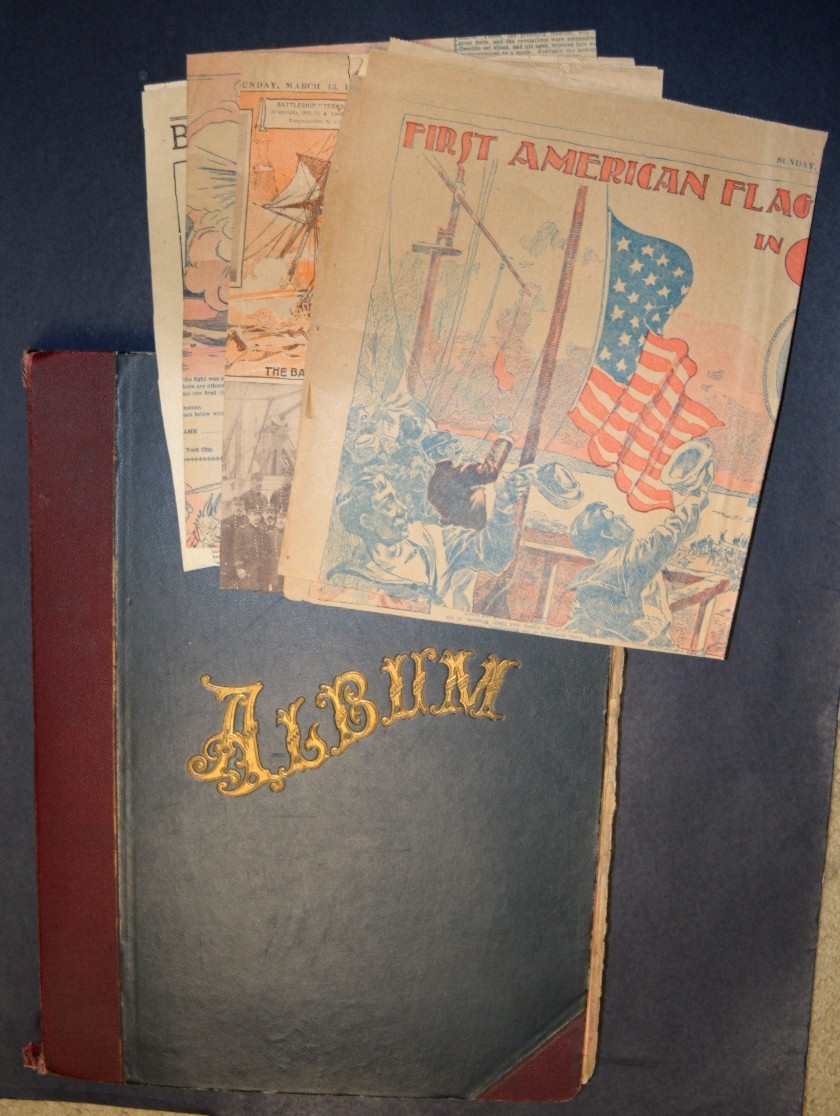 Antique 1898 SPANISH AMERICAN WAR SCRAPBOOK, Huge, Original ! Remember the Maine