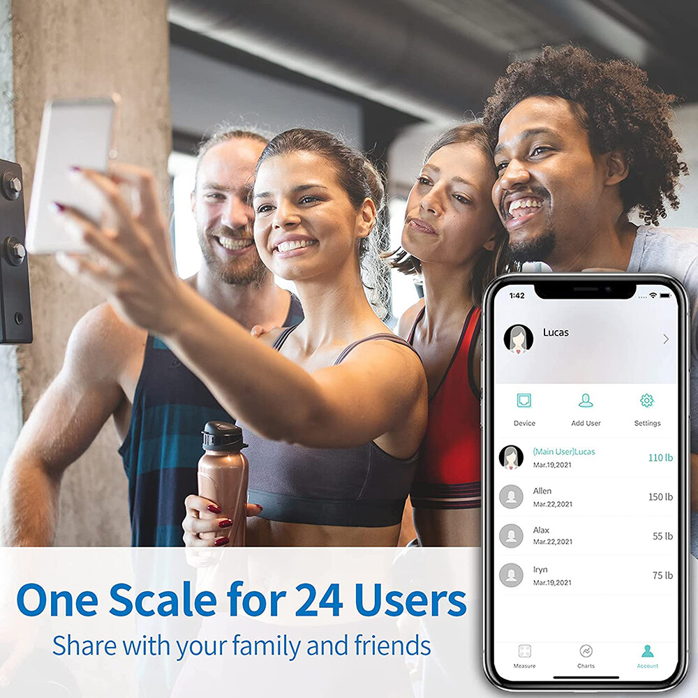 Body Scale Bathroom Scale for Heart Rate BMI Weight Fat free App, Refurbished