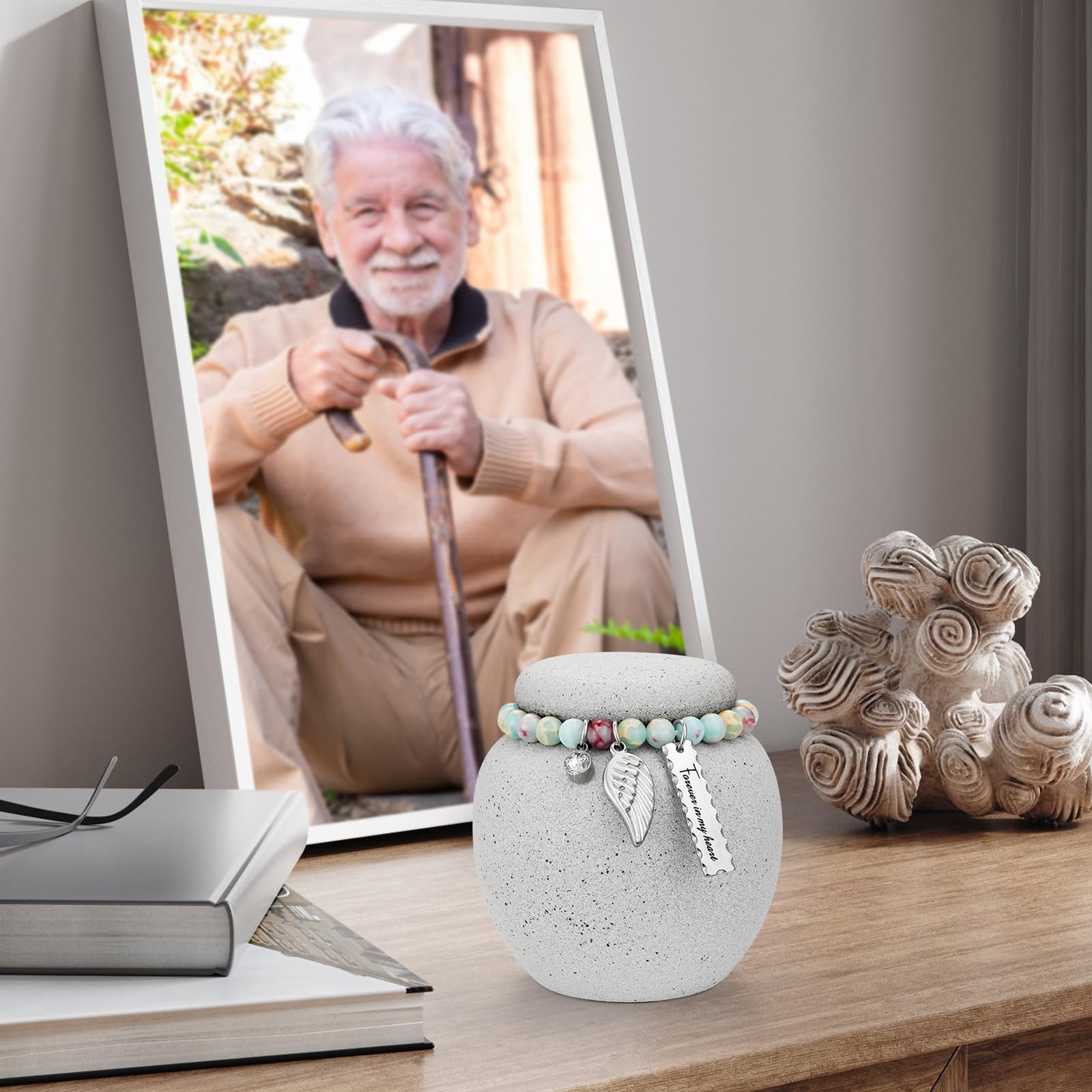 SOITIS Mini Urn for Human Ashes - 2.76 Inches Ceramic Gray+brown