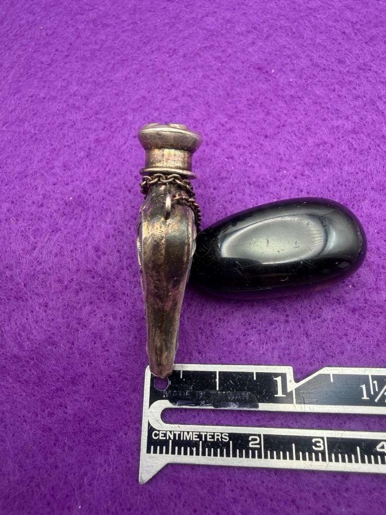 Beautiful Art Nouveau style Sterling Silver Perfume Bottle Pendant Floral