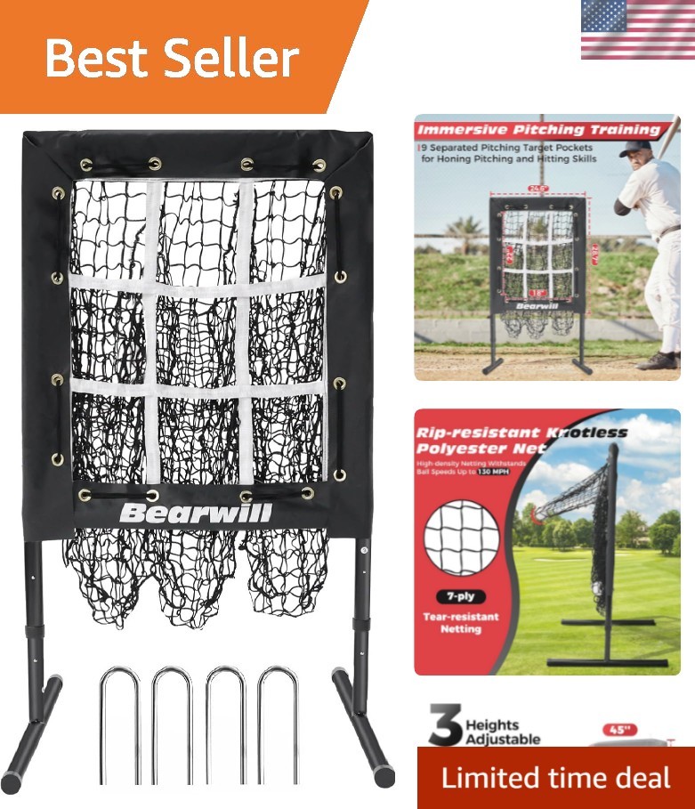Pitching Net, 9 Hole Pitching Net with Strike Zone, Adjustable Baseball Softb...