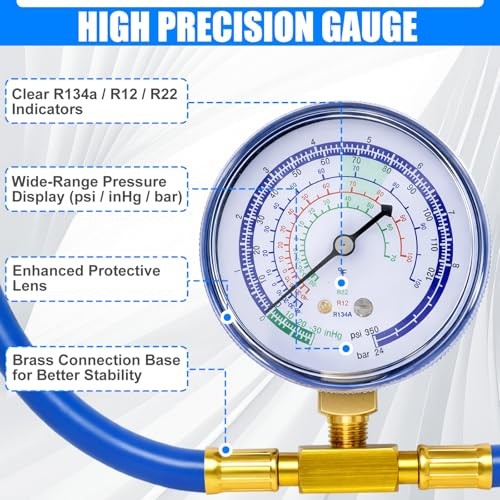 R134a Refrigerant Charging Hose to Refrigerator, AC Recharge Hose, Can Tap