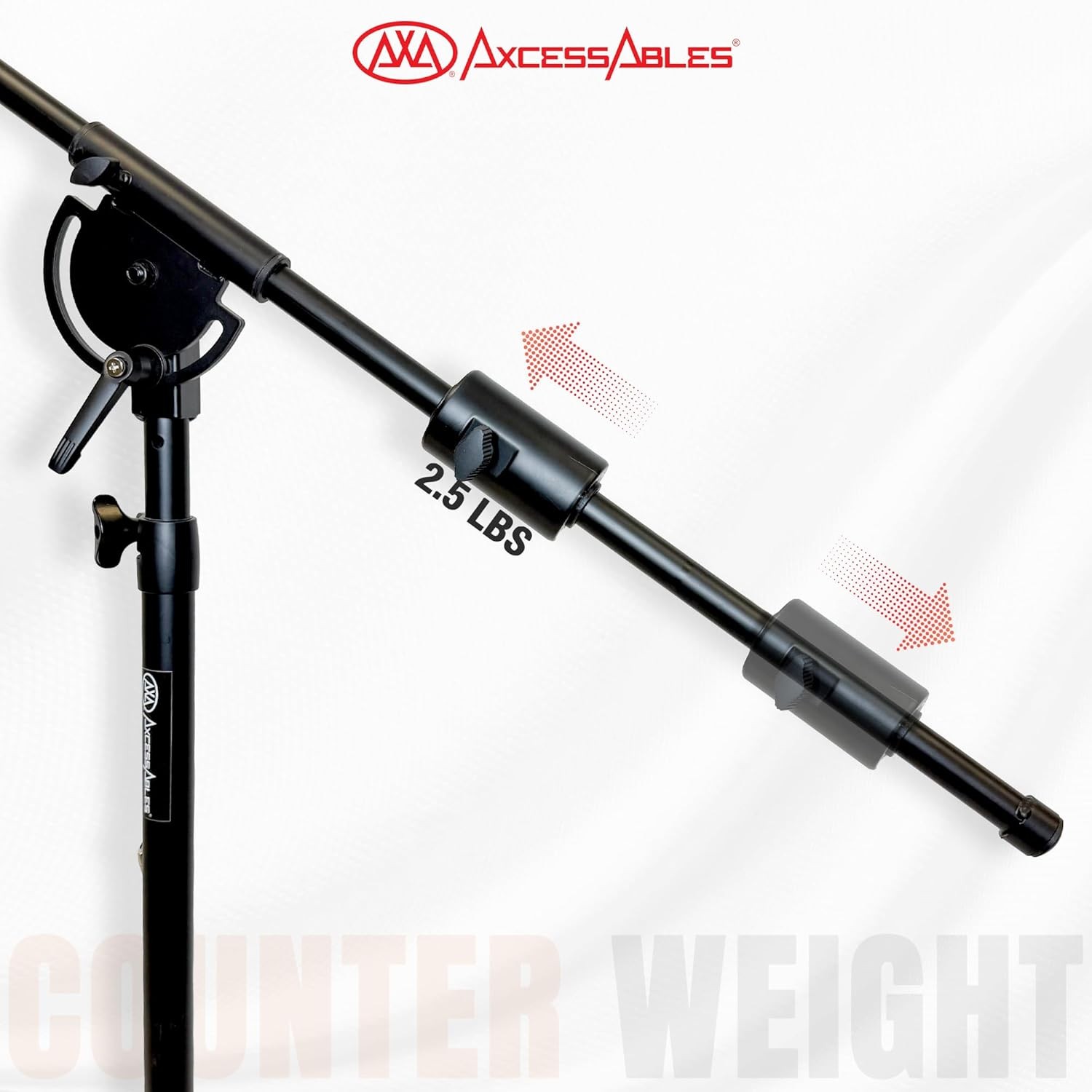 AxcessAbles AXCMB-T Heavy Duty Microphone Boom Stand with Weighted Tripod Base |