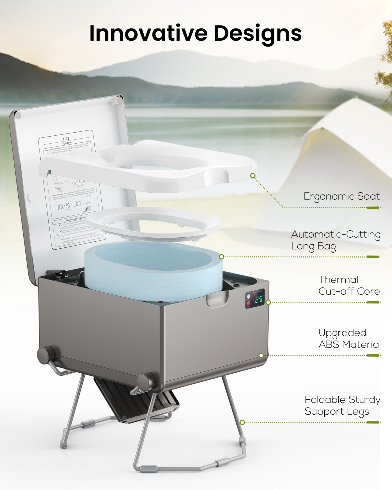 LE-310 Grey Dry Flush Toilet – Waterless, Odorless, Self-Contained Portable