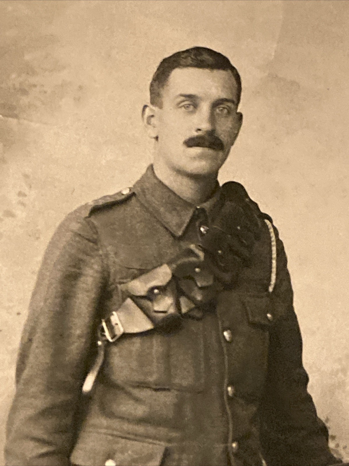 WWI RPPC Royal Artillery Army Soldier in Bandolier Photo Postcard - Chelmsford