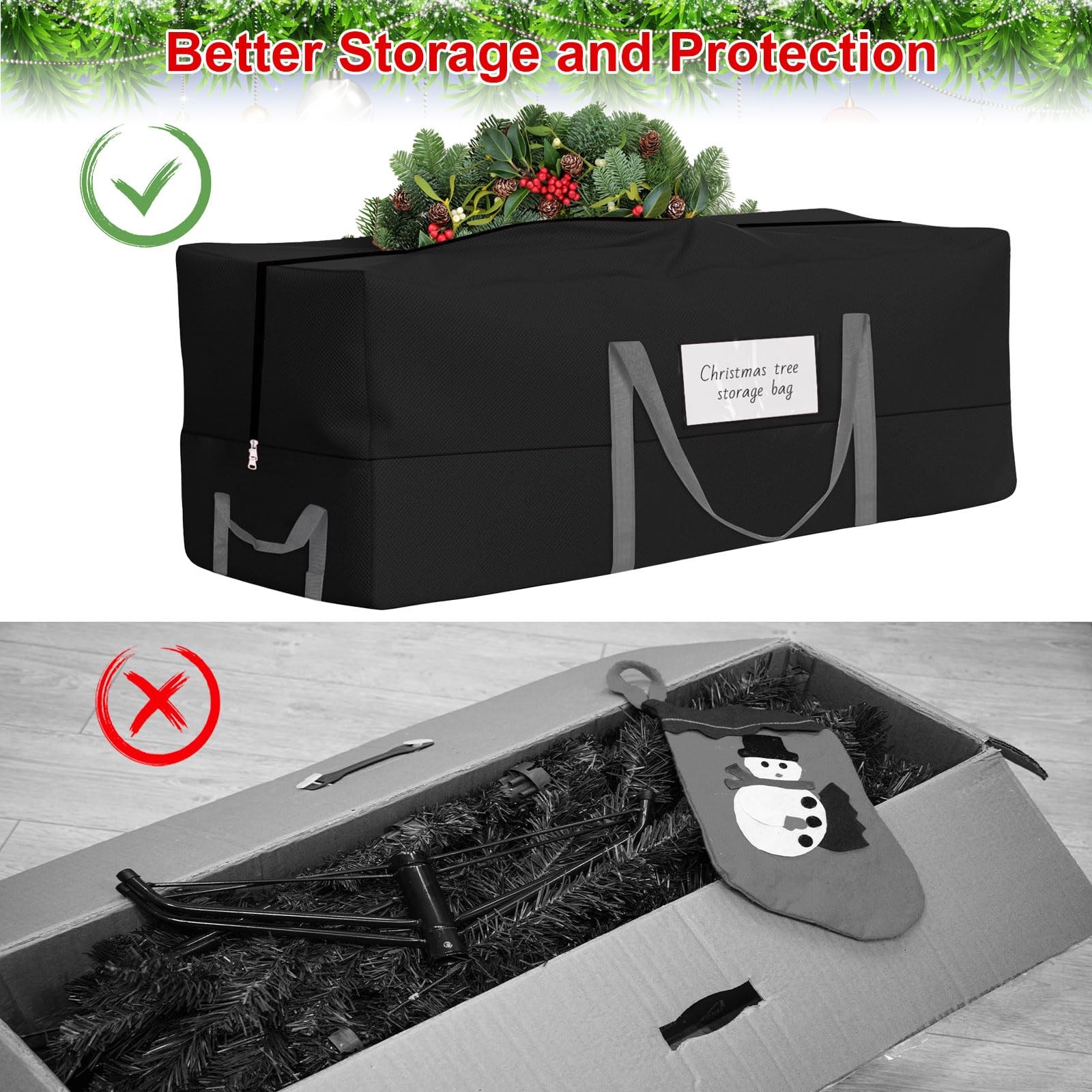 Christmas Tree Storage Bag, Fits Up 10 Ft Tall Artificial Trees, Heavy-Duty 600D