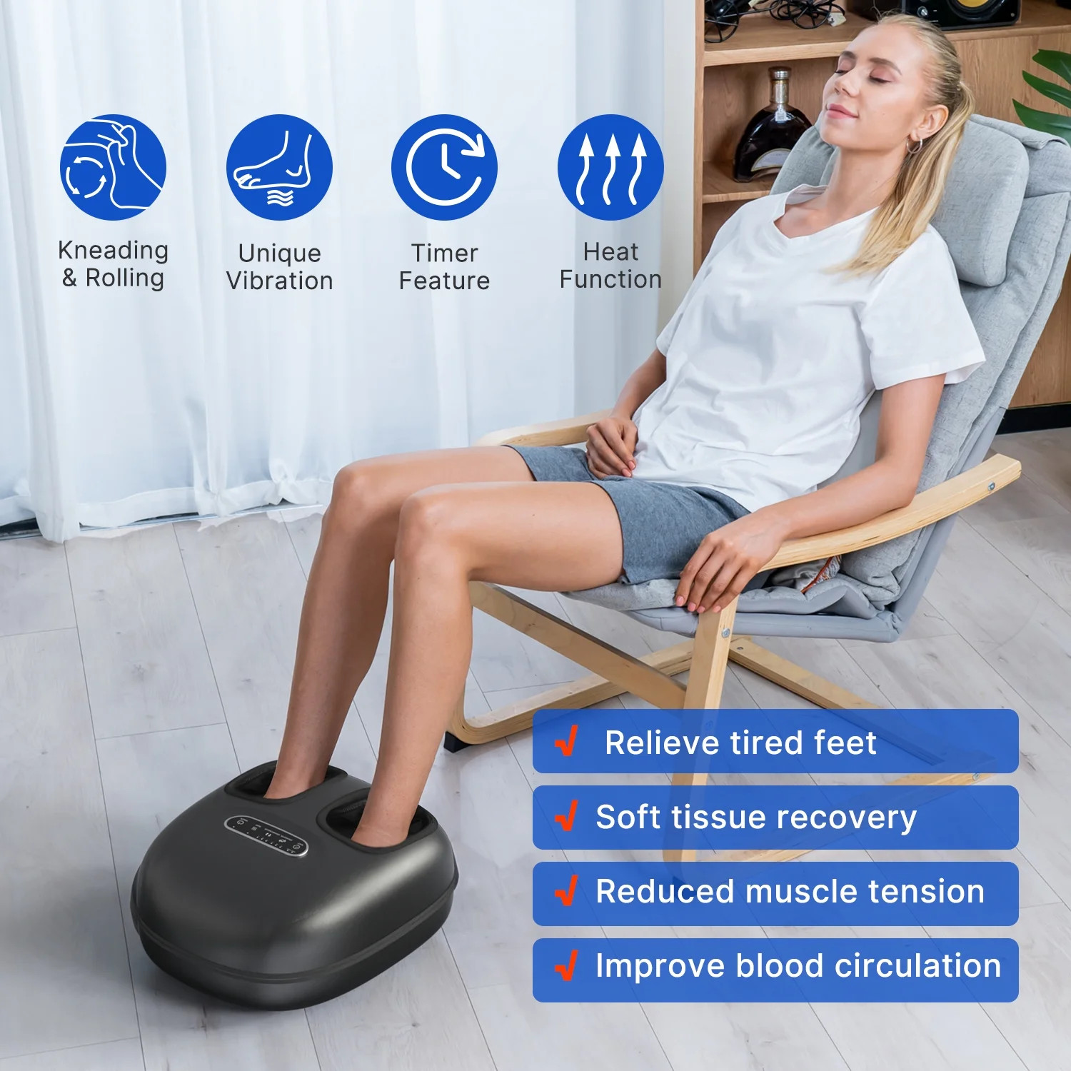 Renpho Shiatsu Foot Massager with Heat Neuropathy Tired Foot Blood Circulation