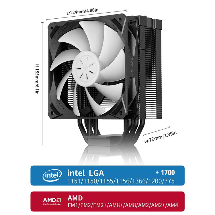 High Performance 6 Copper Heatpipe CPU Heatsink Cooler ARGB Fan for AMD Intel