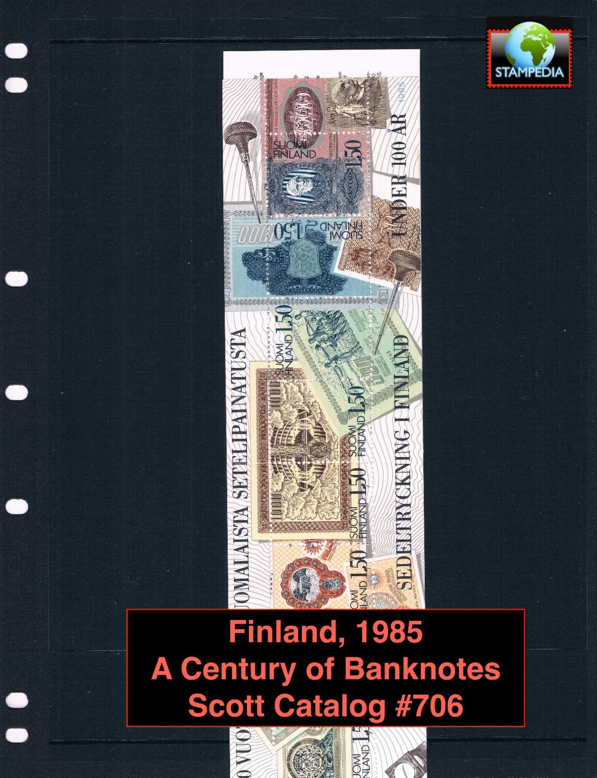 $6.00 Scott Value - 1986 FINLAND Banknotes s/s Currency 100 Years CV MNH NH UMM