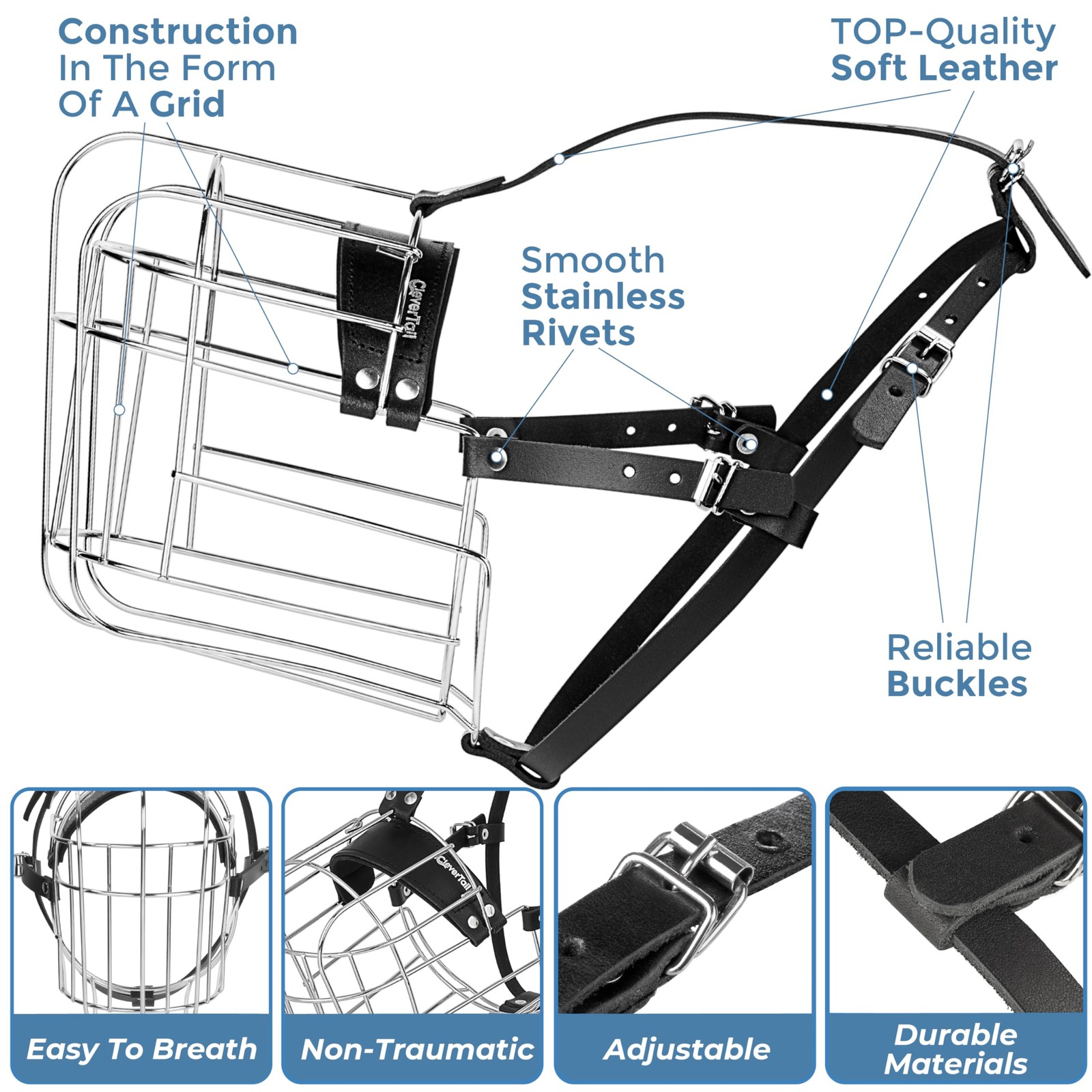 Extra Large Dog Muzzle Metal Basket Cage Anti Bark Bite Great Dane Mastiff