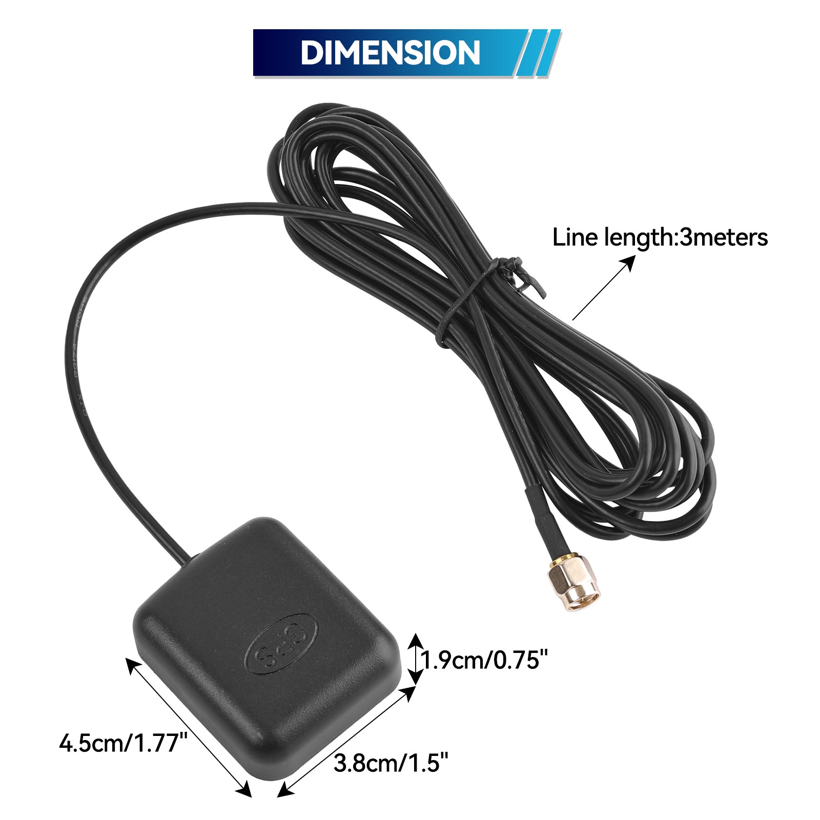 Car GPS Signal Satnav Antenna SMA Male 3M Cable Waterproof Magnetic Radio-Stereo