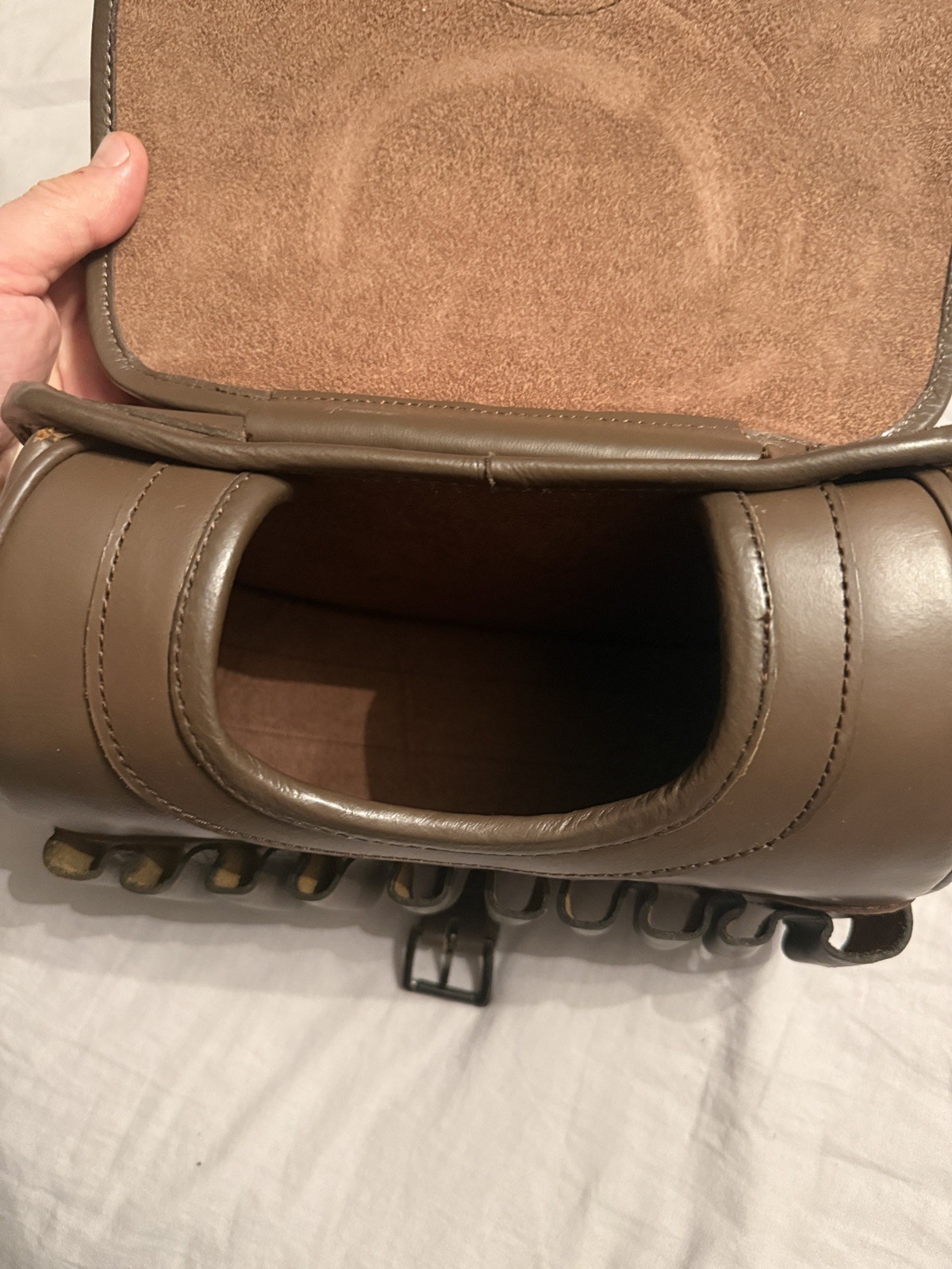 Cow Hide Leather Shotgun 120 Cartridges Holder Hunting Speed Bag Ammo