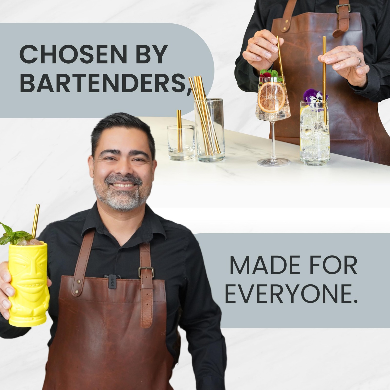 A Bar Above Stainless-Steel Cocktail Straws, Standard (Thin), Stainless Steel