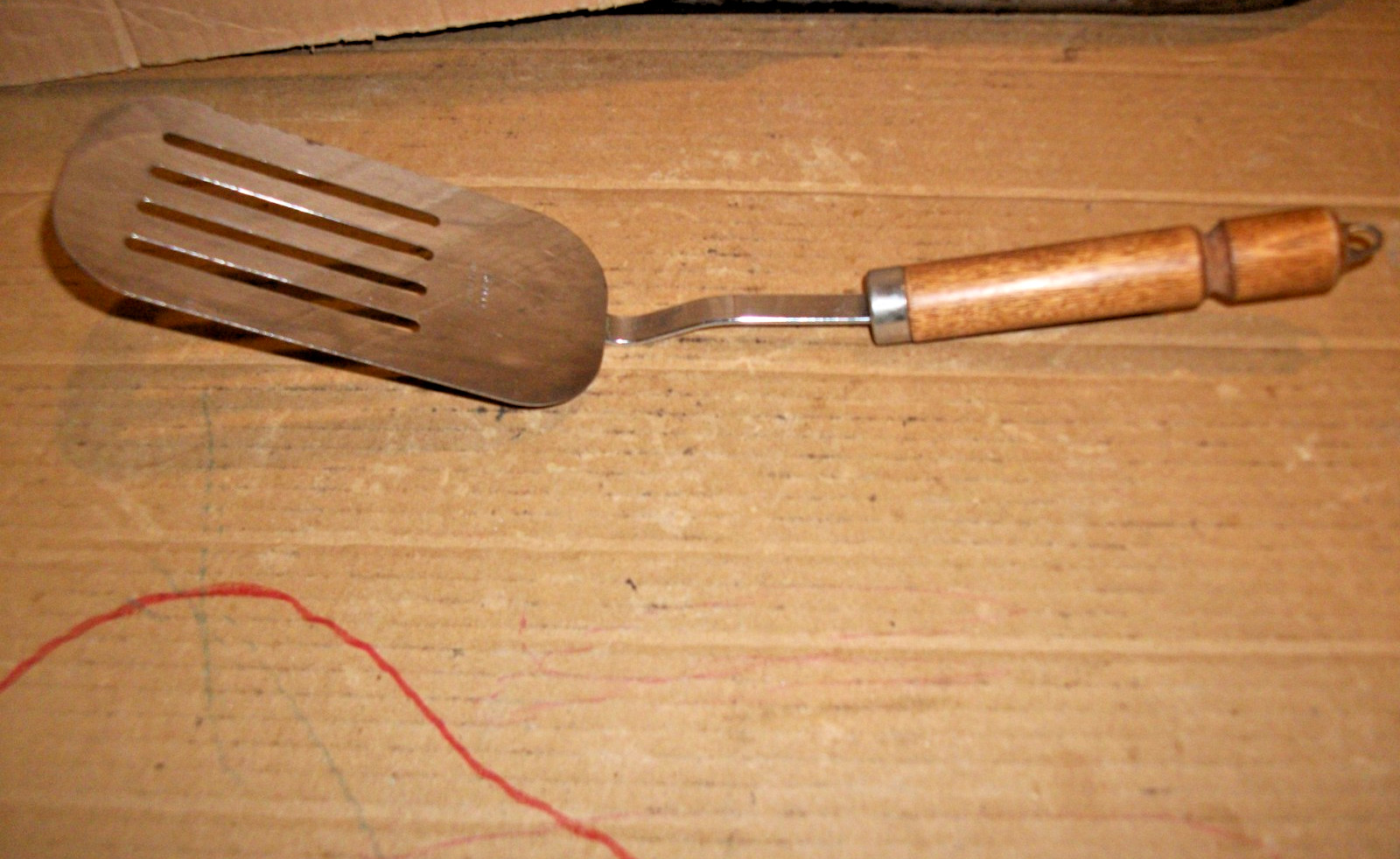 Vintage Bonny Slotted Spatula 13 3/8" Long Metal Blade - Wooden Handle-USA