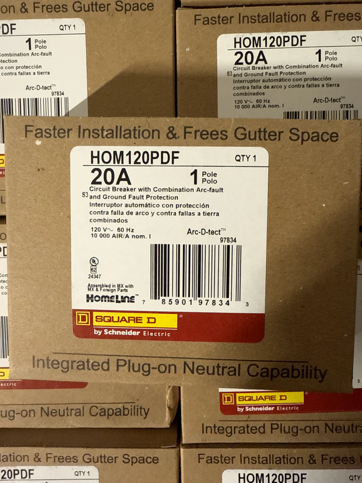 10 PCS Square D HOM120PDF 120V 20A Single-Pole Circuit Breaker