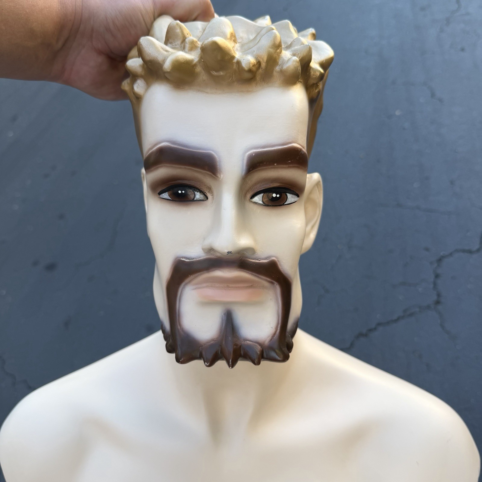 Lady Lulu Vintage Mannequin Torso Head Male Man Muscle Goatee Gold Spike Hair