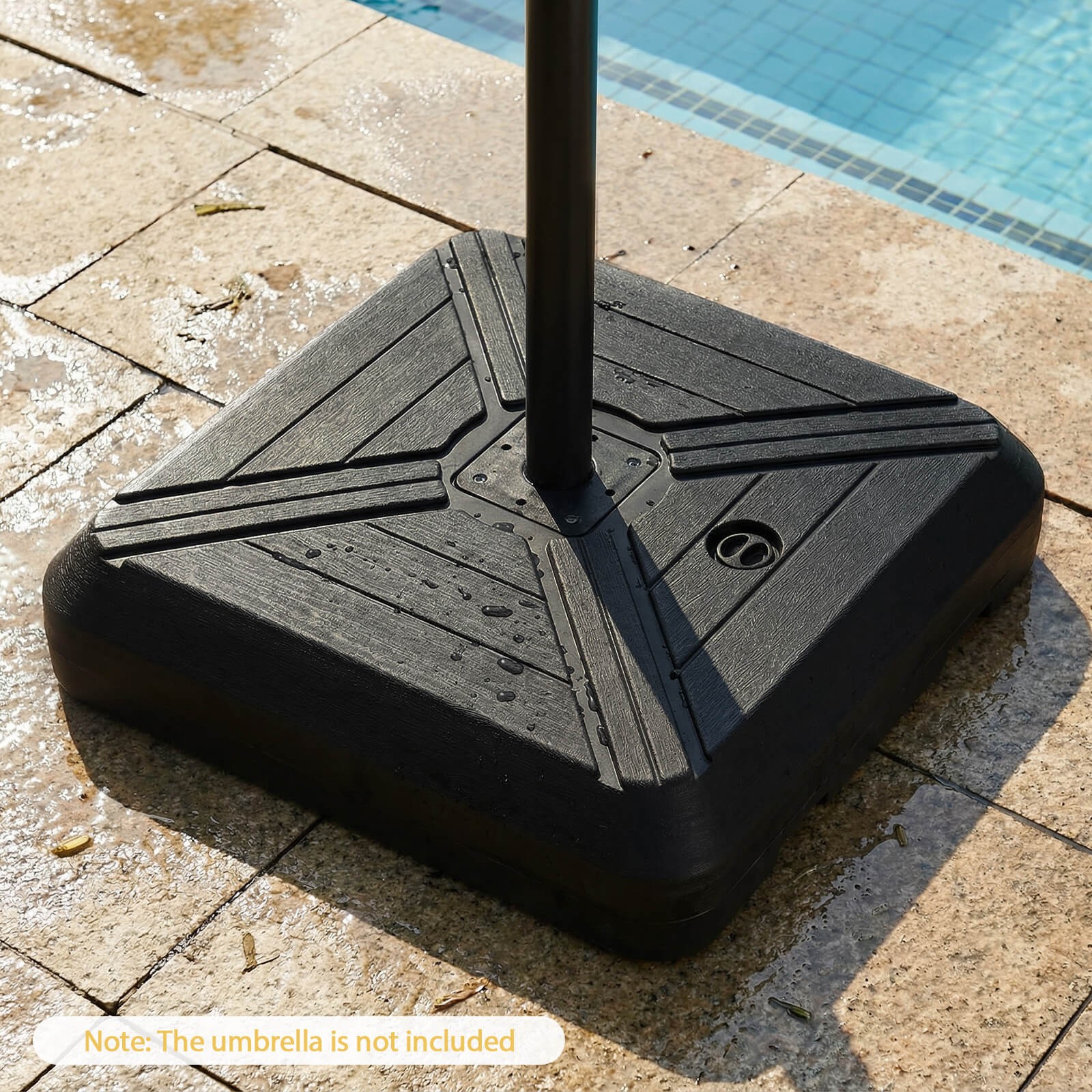 Cantilever Offset Umbrella Base w/Wheels, Metal Crossbar for Backyard & Poolside