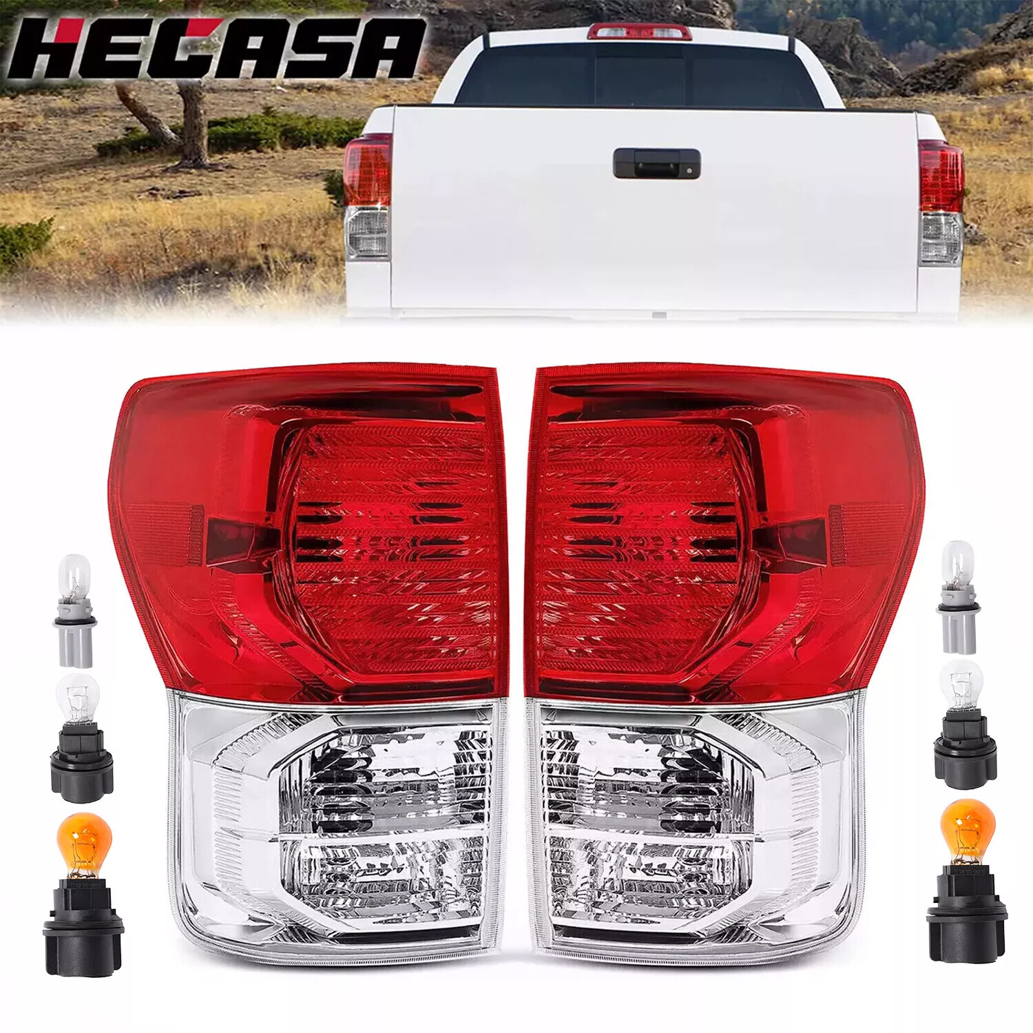 Tail Lights Brake Lamps w/Bulbs Left & Right For Toyota Tundra 2007-2013 10-13