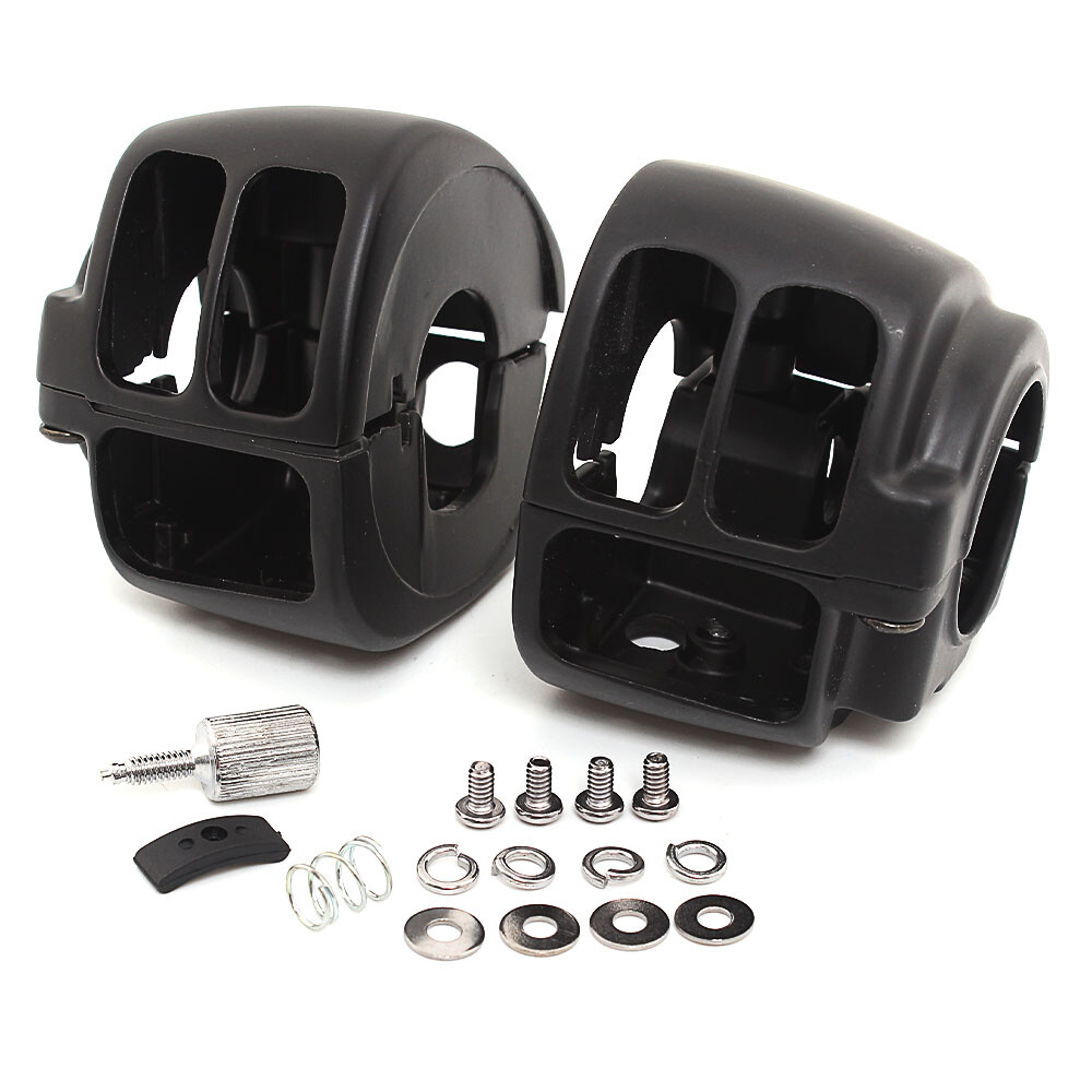 Black Handlebar Switch Housing Hand Control Kit For Harley Touring Softail FXR