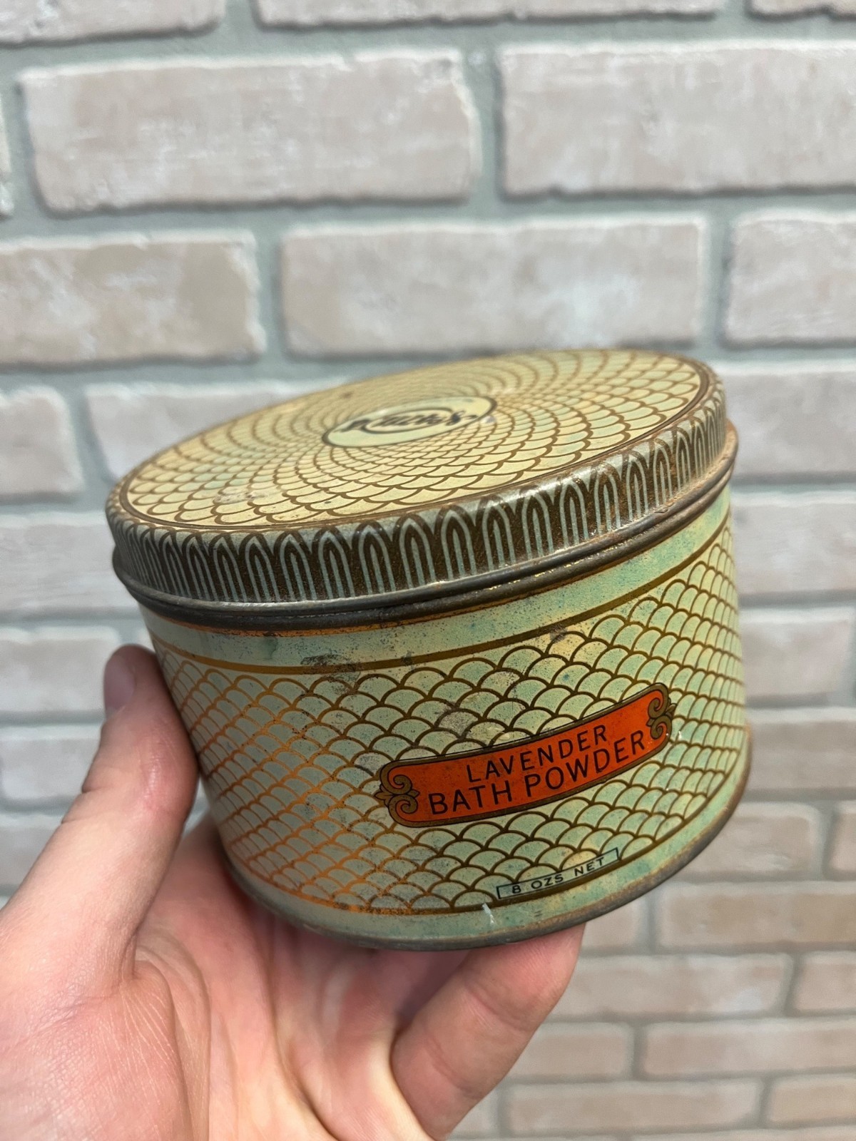 Vintage 1920s No. 4711 Lavender Bath Powder Tin FULL Art Deco Mulhens & Kropff