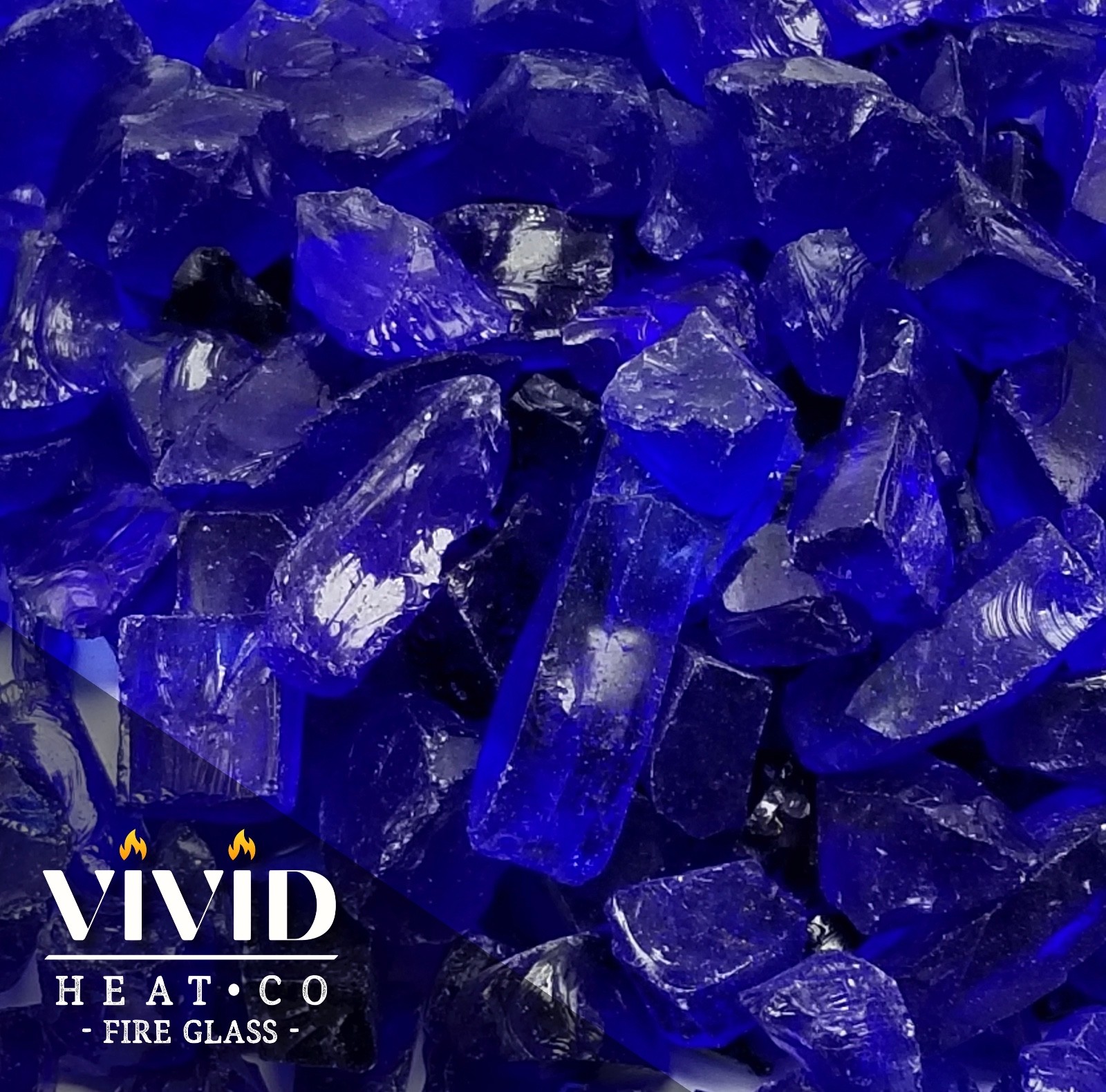 VIVID COBALT BLUE 1/2" - 3/4" Large Fireplace Fire Pit Fireglass Glass Crystals