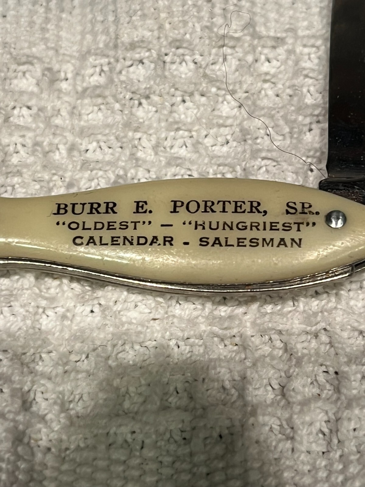 Vintage Bottle Burr E. Porter Sr. Bottle Opener Pocket Knife Colonial USA