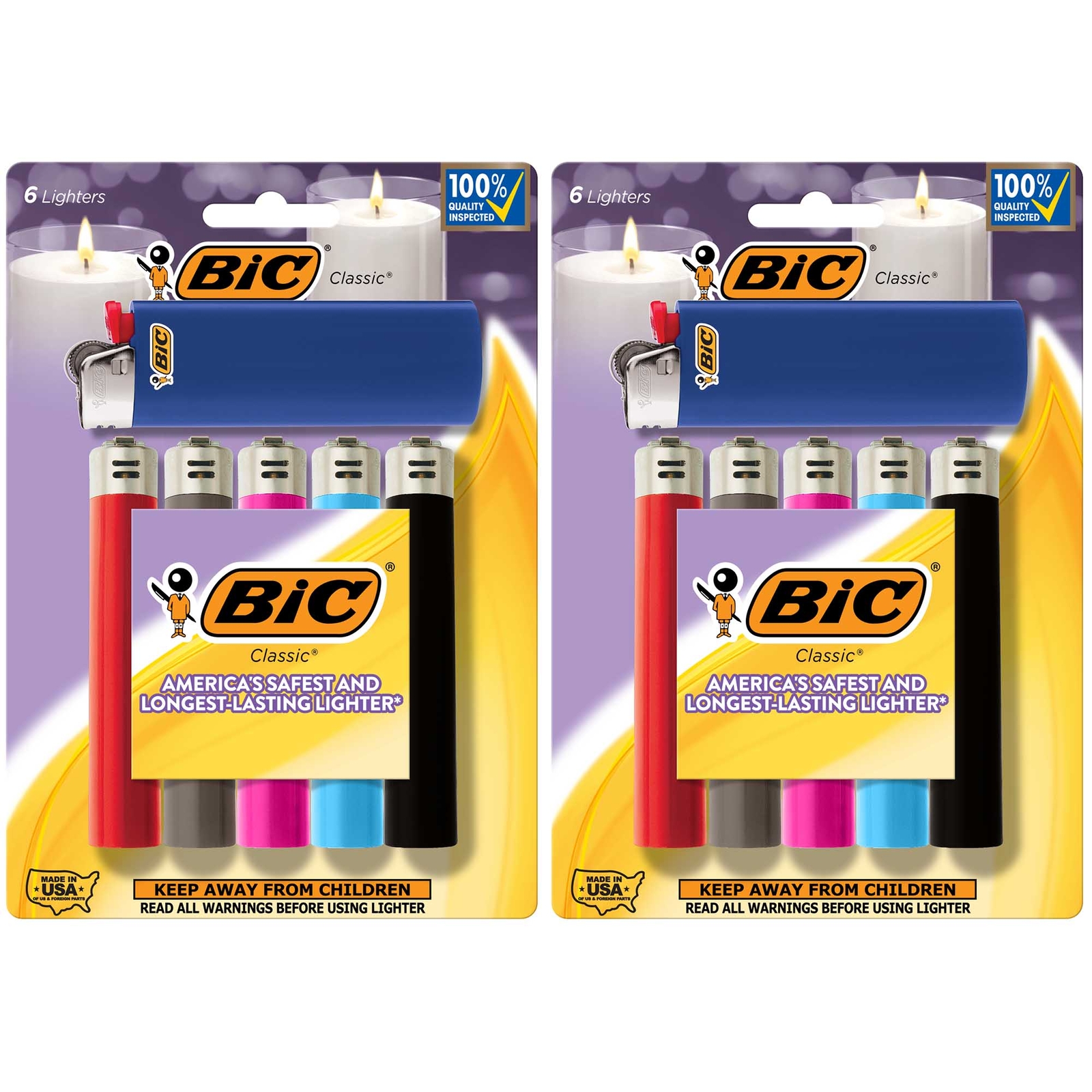 BIC Classic Lighters, Assorted Colors, 12-Pack of Lighters (Packaging May Vary)