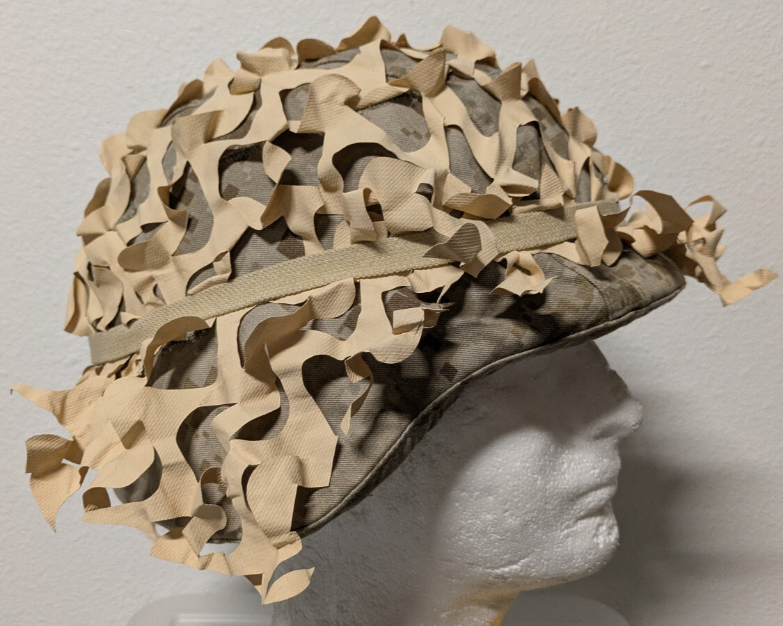 OIF/Fallujah US Military USMC Marines Lightweight Helmet Desert Scrim Cover LWH