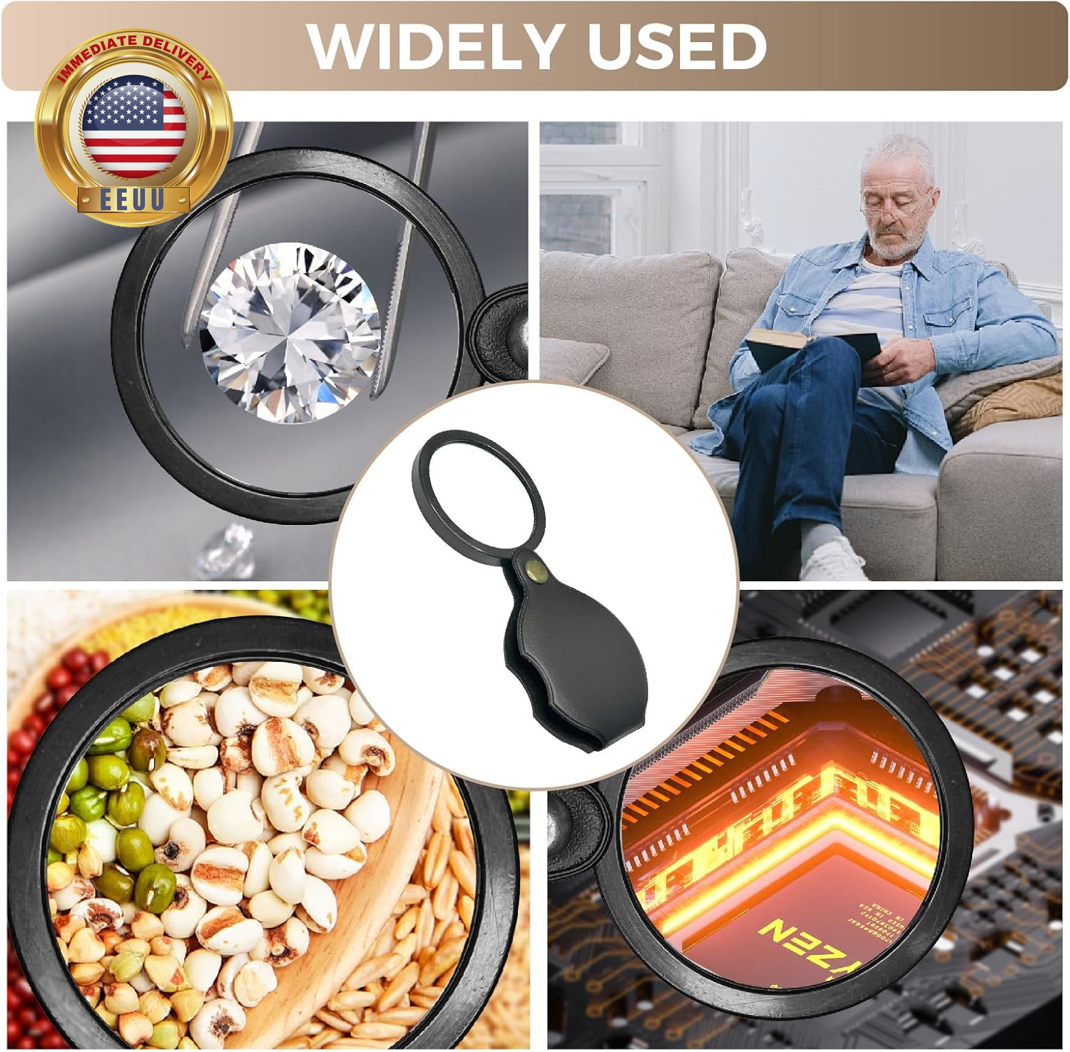 20X Pocket Magnifier, HD Folding Magnifying Glass for Reading, Mini Portable Pag