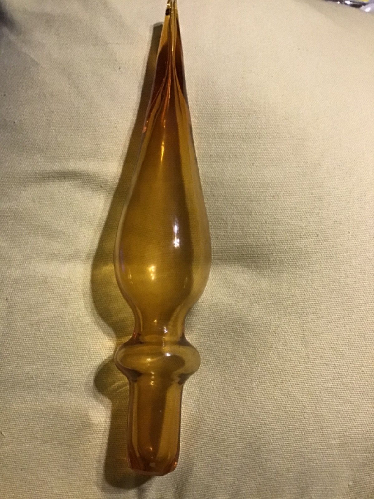 Vintage MCM Empoli Amber Smooth Glass Bottle Decanter Stopper Only, Approx 9.5”