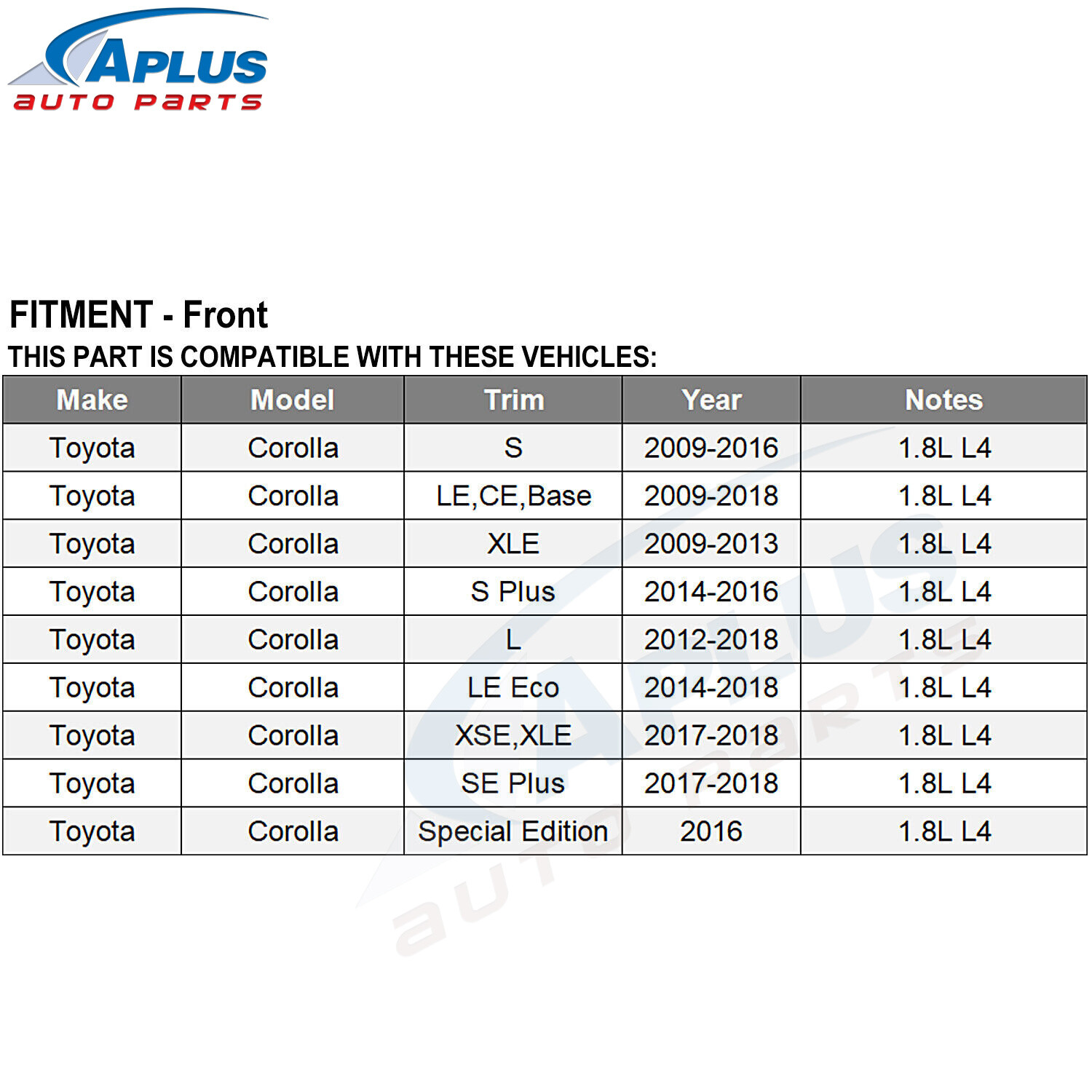 CV Axle Shaft Front Left & Right Set fit for Toyota Corolla 1.8L 4 Cyl 2009-2018