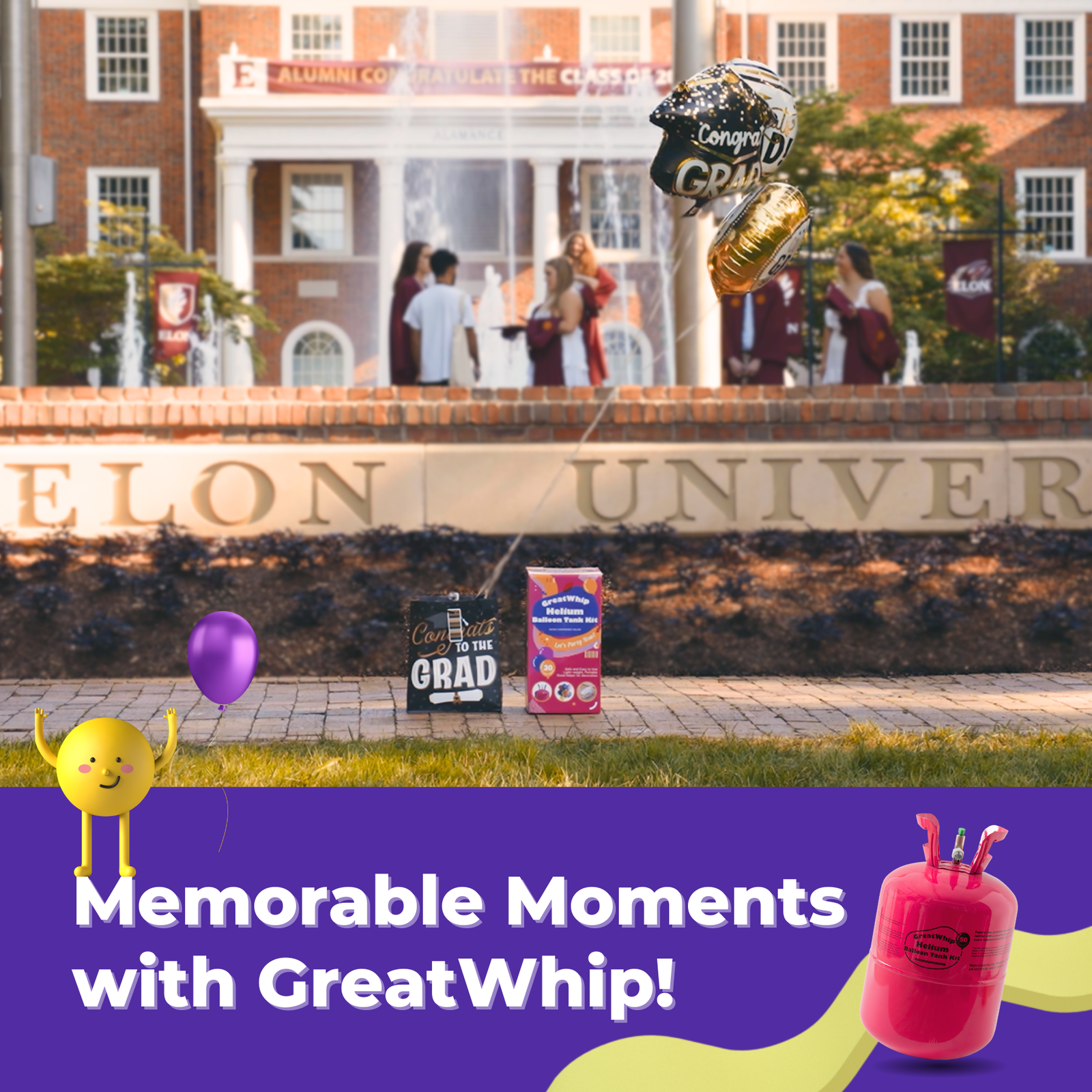 Helium Tank Kit GreatWhip 13L Party w/ white Ribbon & 50pcs 9" latex balloons 🎈