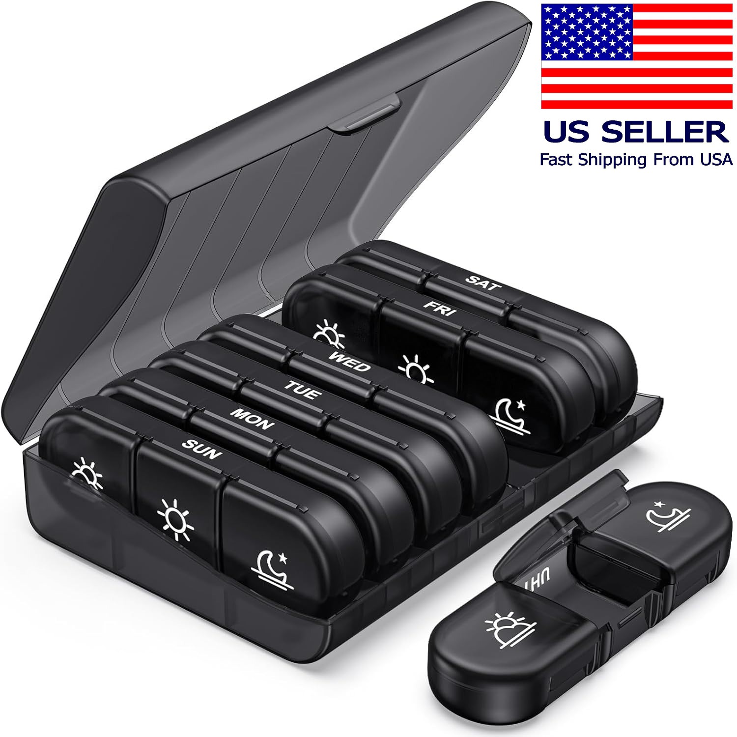 Weekly Pill Box Organizer Pill Case Medicine Planner 3 Times A Day Easy to Clean