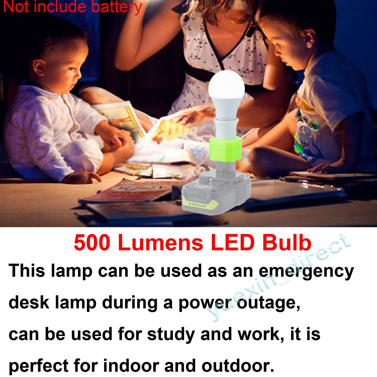 LED Work Light Bulb Portable Lamp For Ryobi 18V Series Battery Cordless E27 Bulb