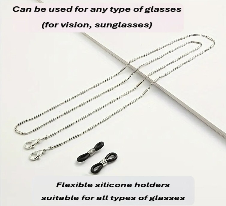 Glasses chain Silver Color Read Glasses Cord Lanyard Holder Neck Strap