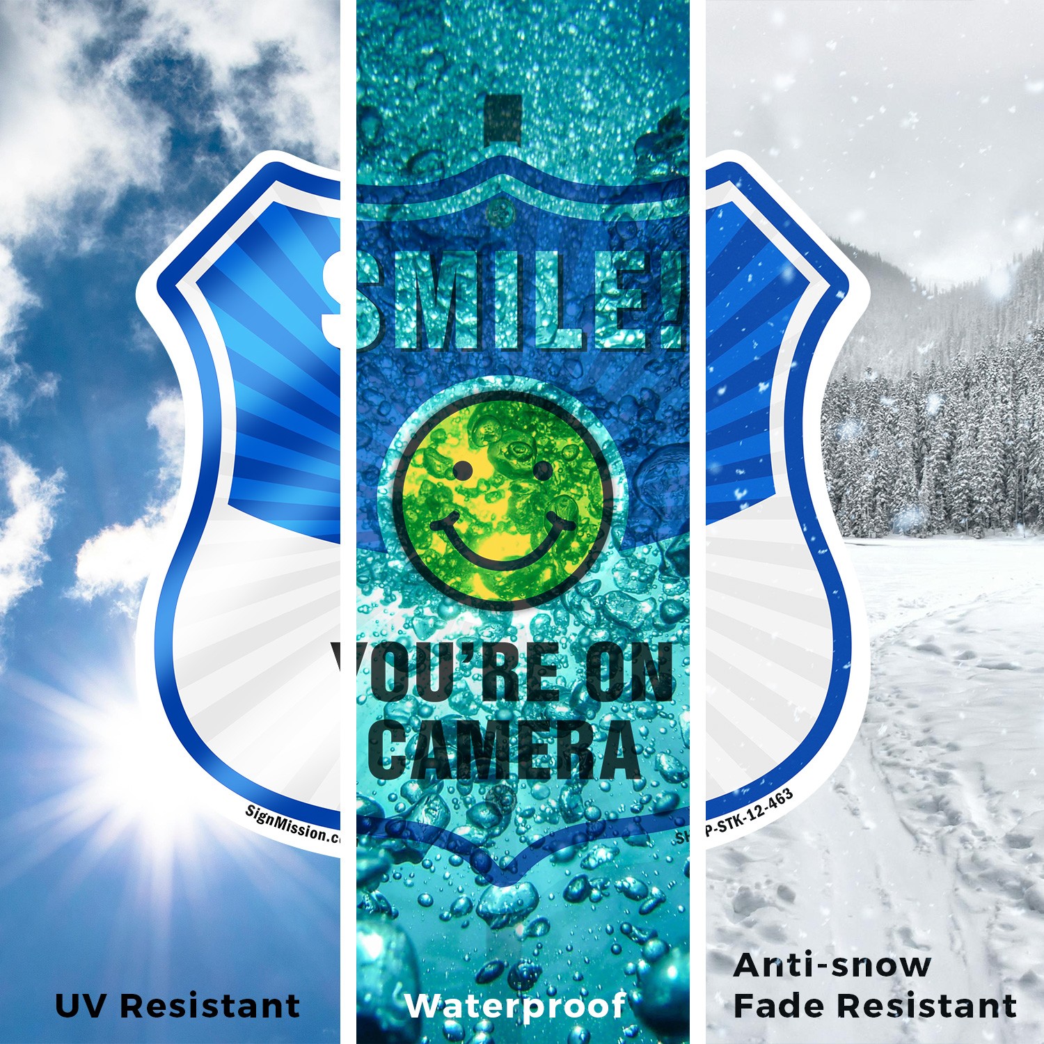 Smile You're On Camera Shield Sign Smile You're On Camera Shield Sign With Stake