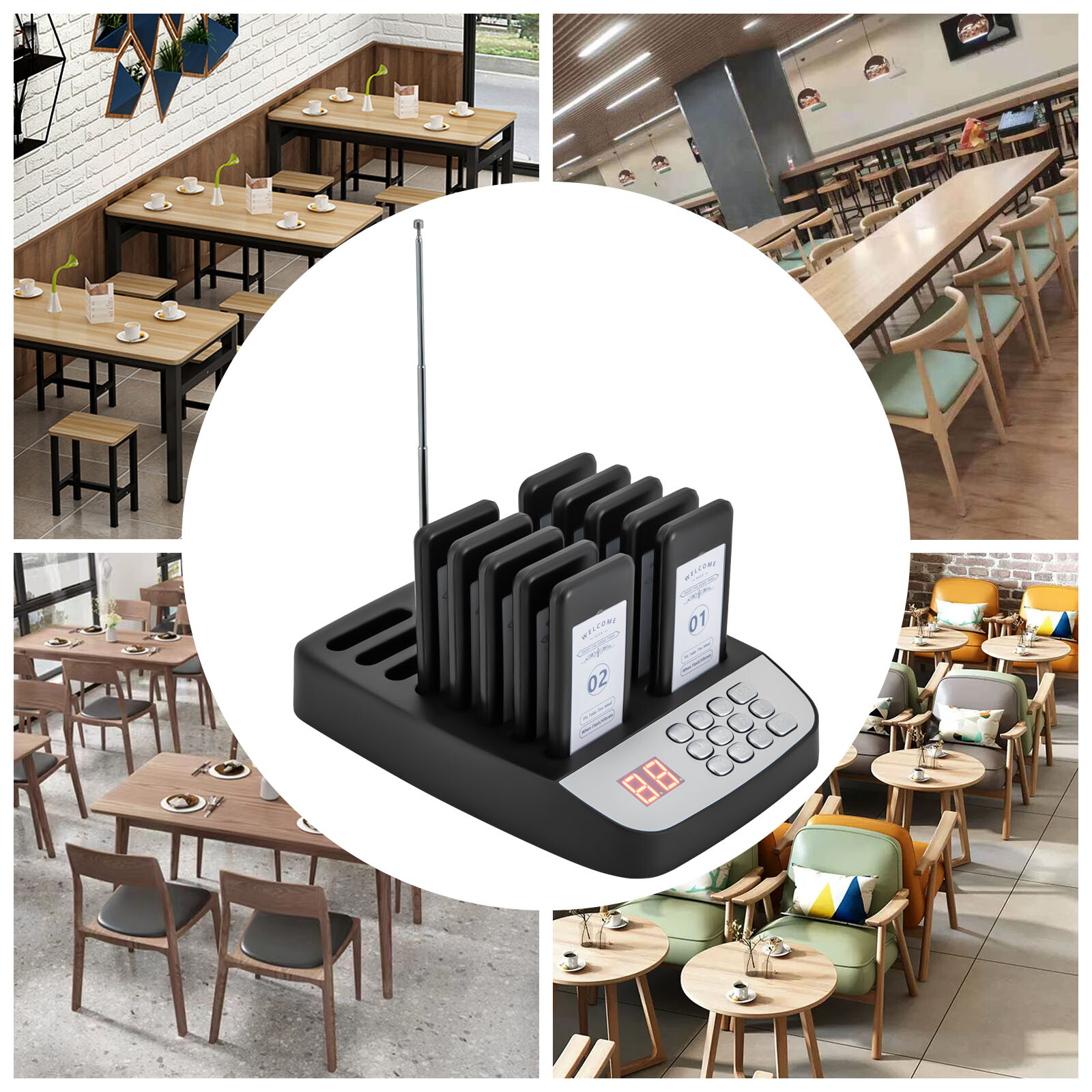 Restaurant Wireless Guest Paging System 10 Beepers Queuing Calling Pager Food