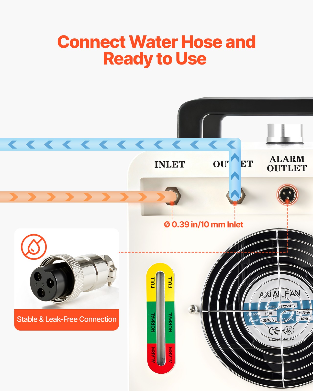 VEVOR Industrial Water Chiller 5460 BTU/h Water Cooler with Compressor 3.4 GPM