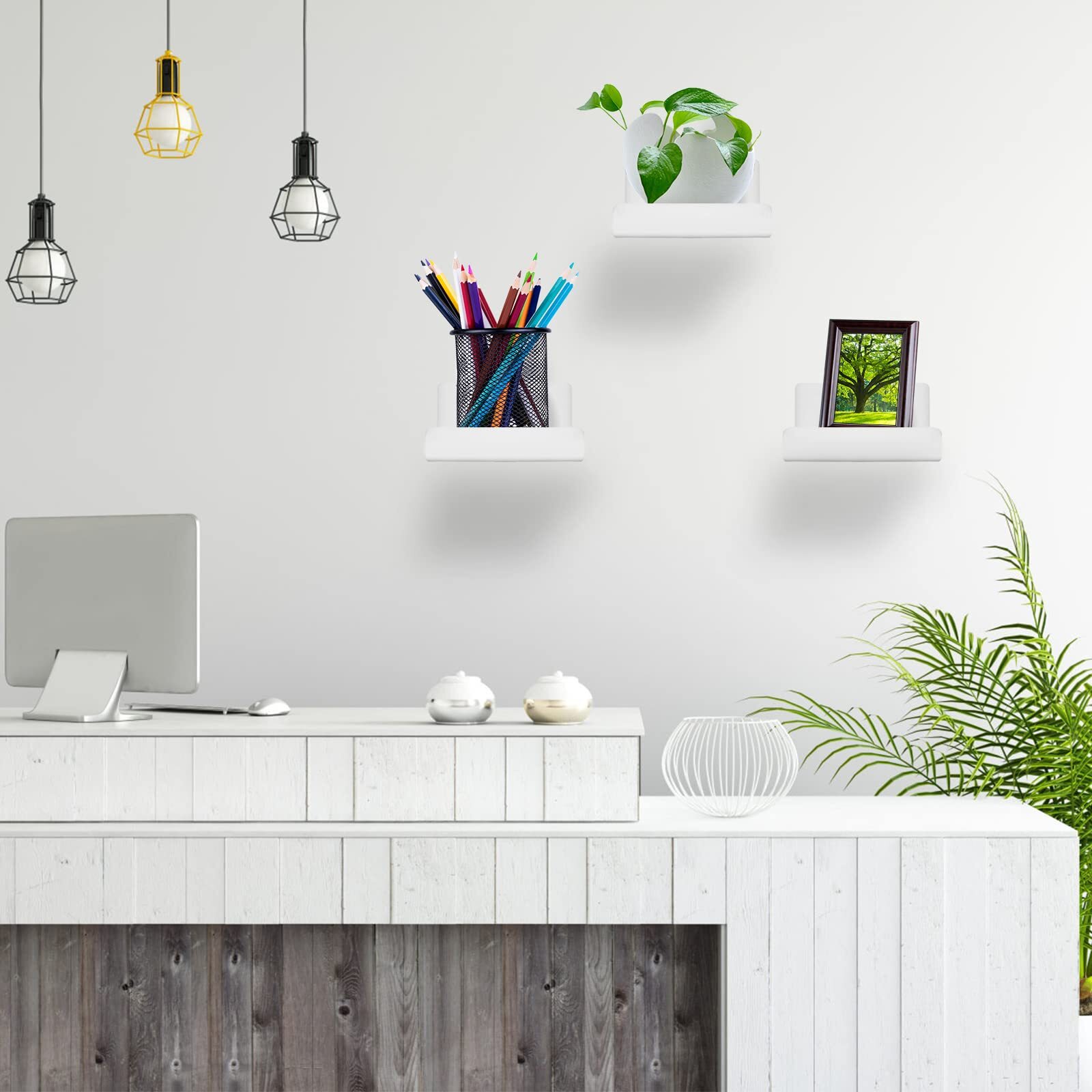 3 Pack Acrylic Small Floating Shelf for Wall Storage,4'' Clear Mini Adhesive She