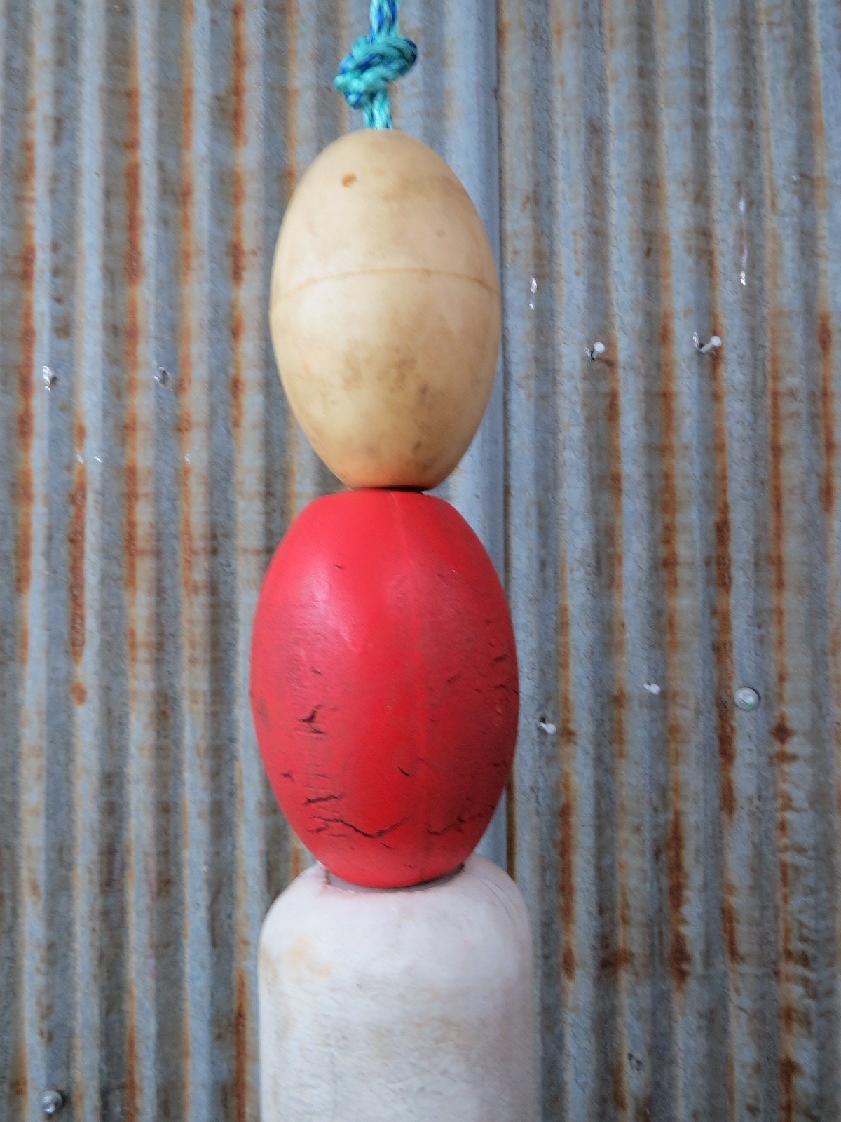 5 Old Fish Net Floats 26 Inches Long Fishing Buoys Bouys Tiki Hut Bar -(SF670)